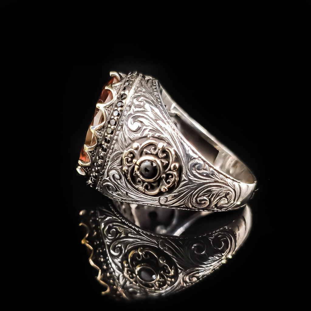 Sterling Silver Ring: Sultanit Gemstone - Handmade Abstract Style