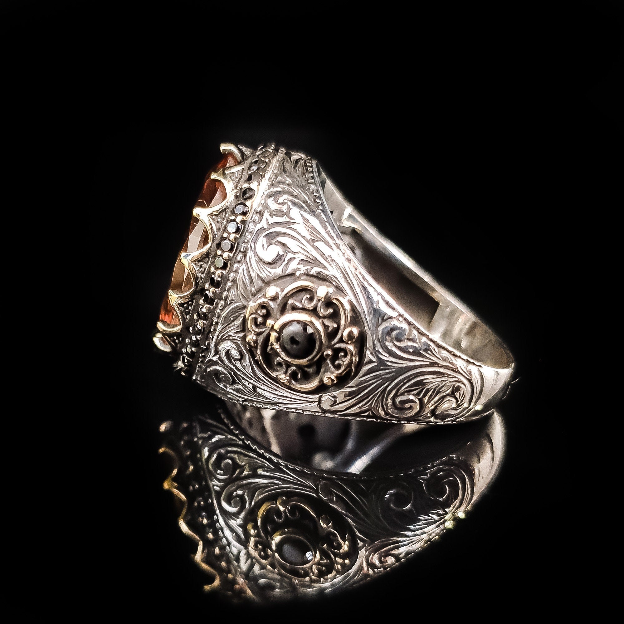 Sterling Silver Ring: Sultanit Gemstone - Handmade Abstract Style