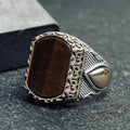 Turkish Sterling Silver Ring, Tiger's Eye Gemstone (Men's Ottoman Style)
