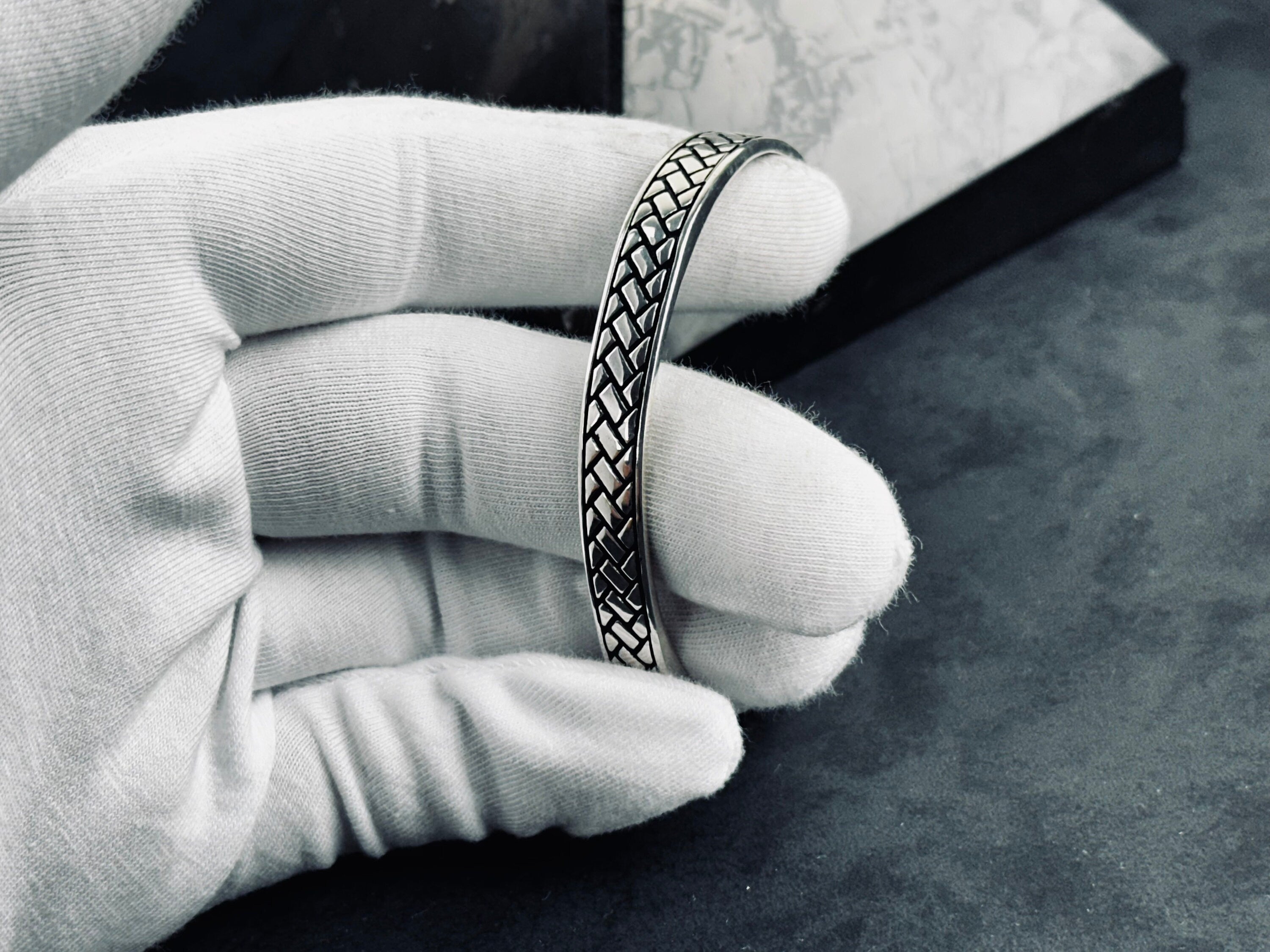 Sterling Silver Greek Cuff: Adjustable Handmade Bracelet (Men’s Jewelry)