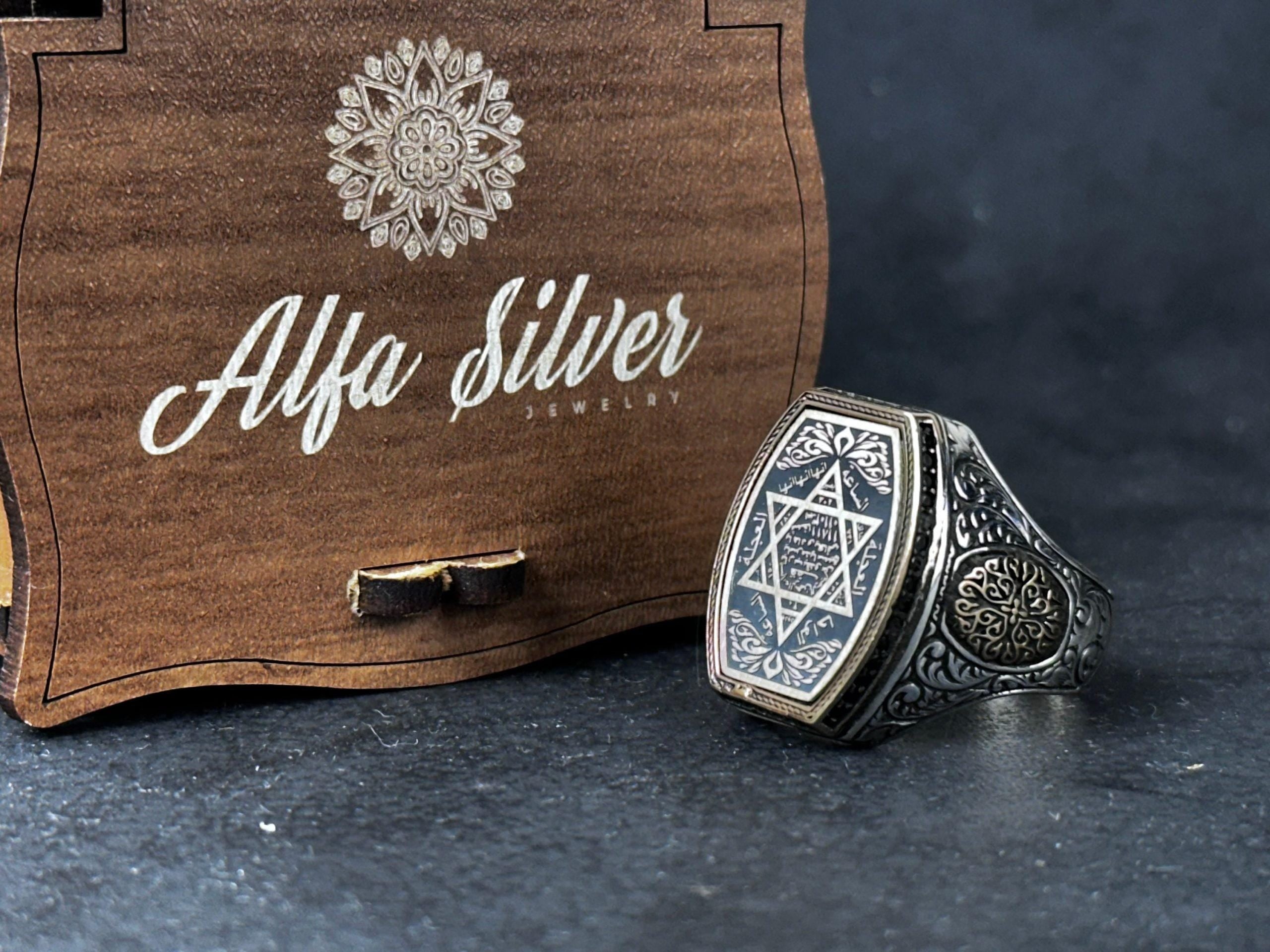 Sterling Silver Solomon's Seal Ring - Spiritual Protection Symbol