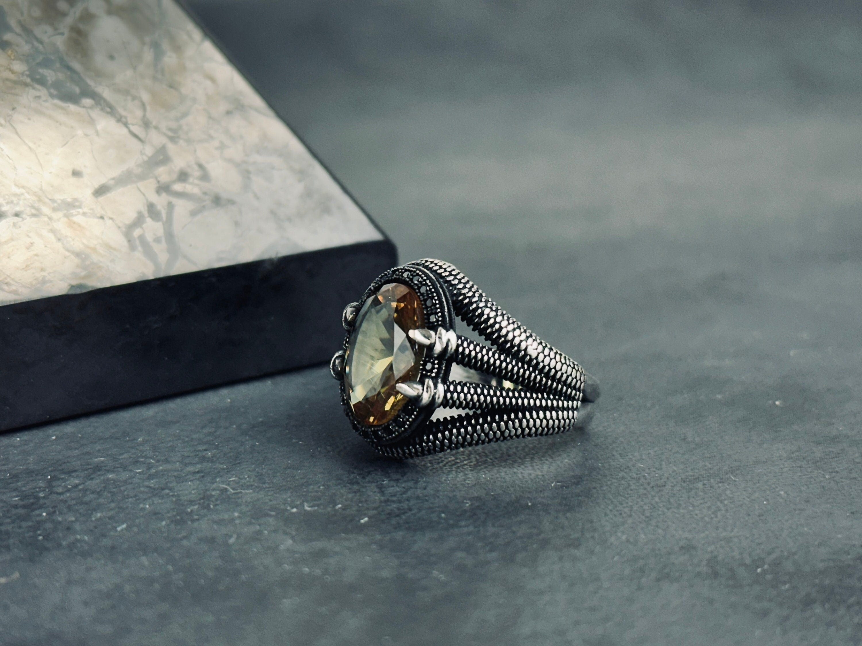 Claw Diaspore Ring: Handmade Sterling Silver with Sultanit Gemstone