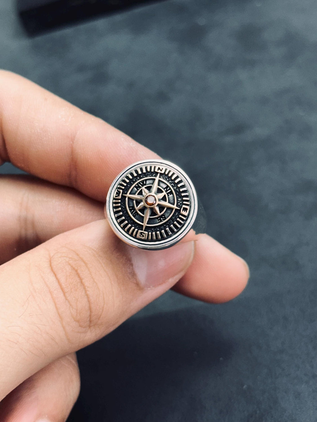 Compass Sterling Silver Ring - Handmade Adventure Jewelry