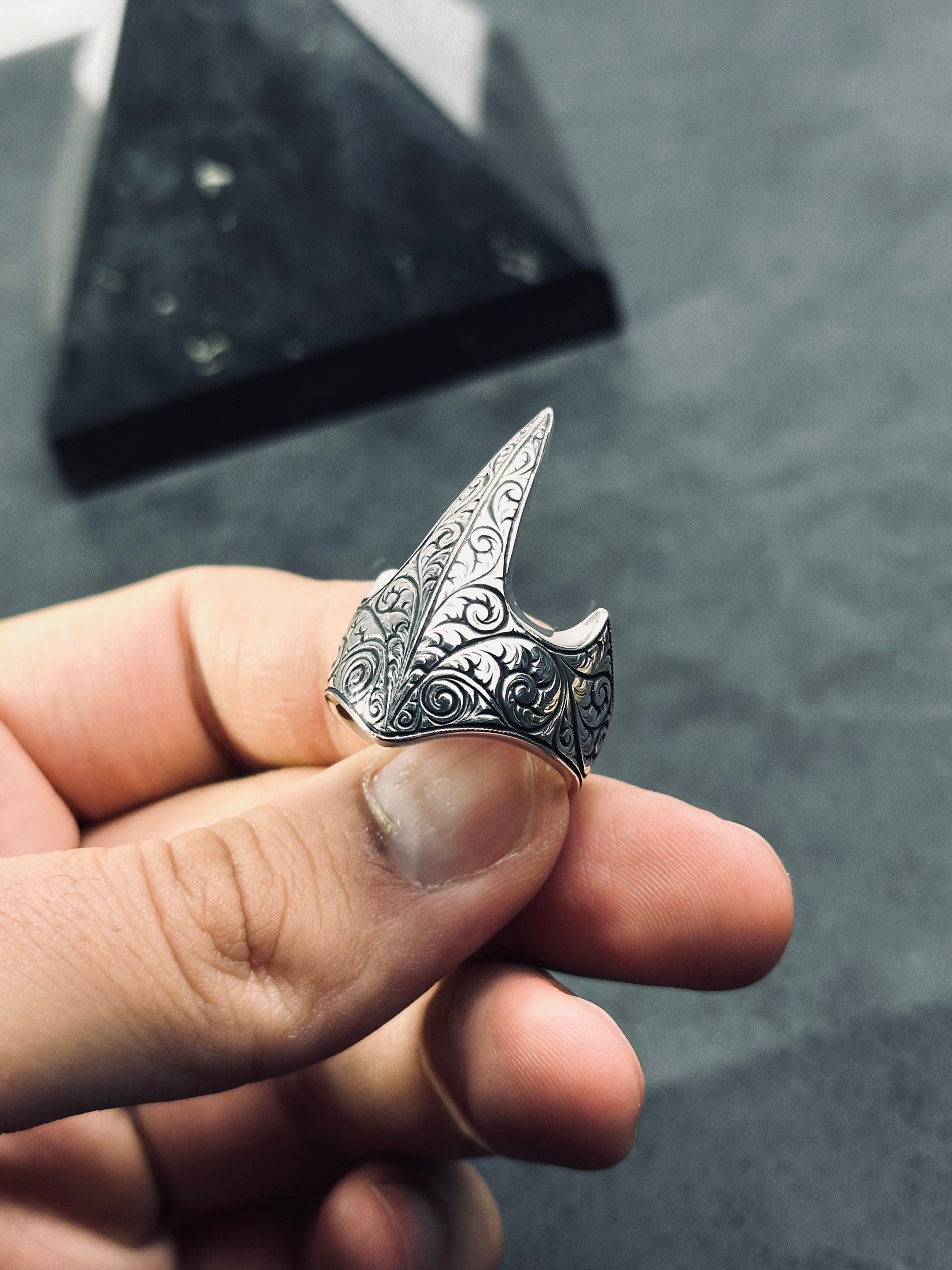 Thumb Ring: Sterling Silver Ouroboros Design (Medieval Zihgir Style)