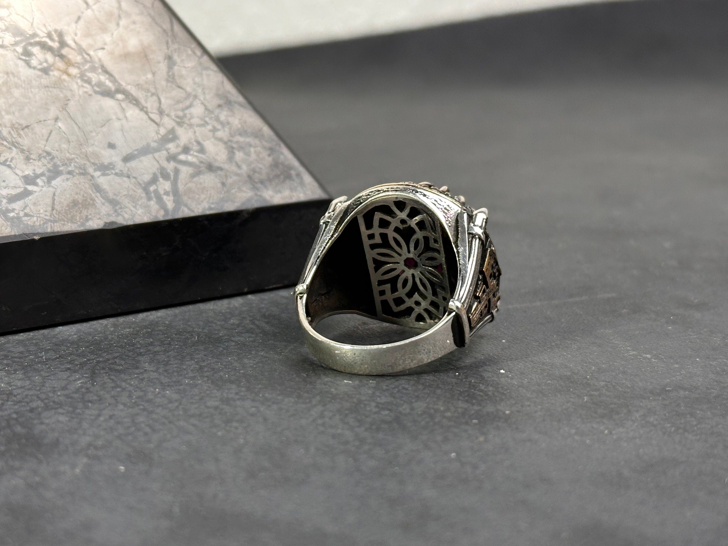 Islamic Sterling Silver Ring Al Aqsa Mosque (Oversized, Handmade)