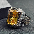 Turkish Handmade Citrine Ring, Square Stone (Sterling Silver)