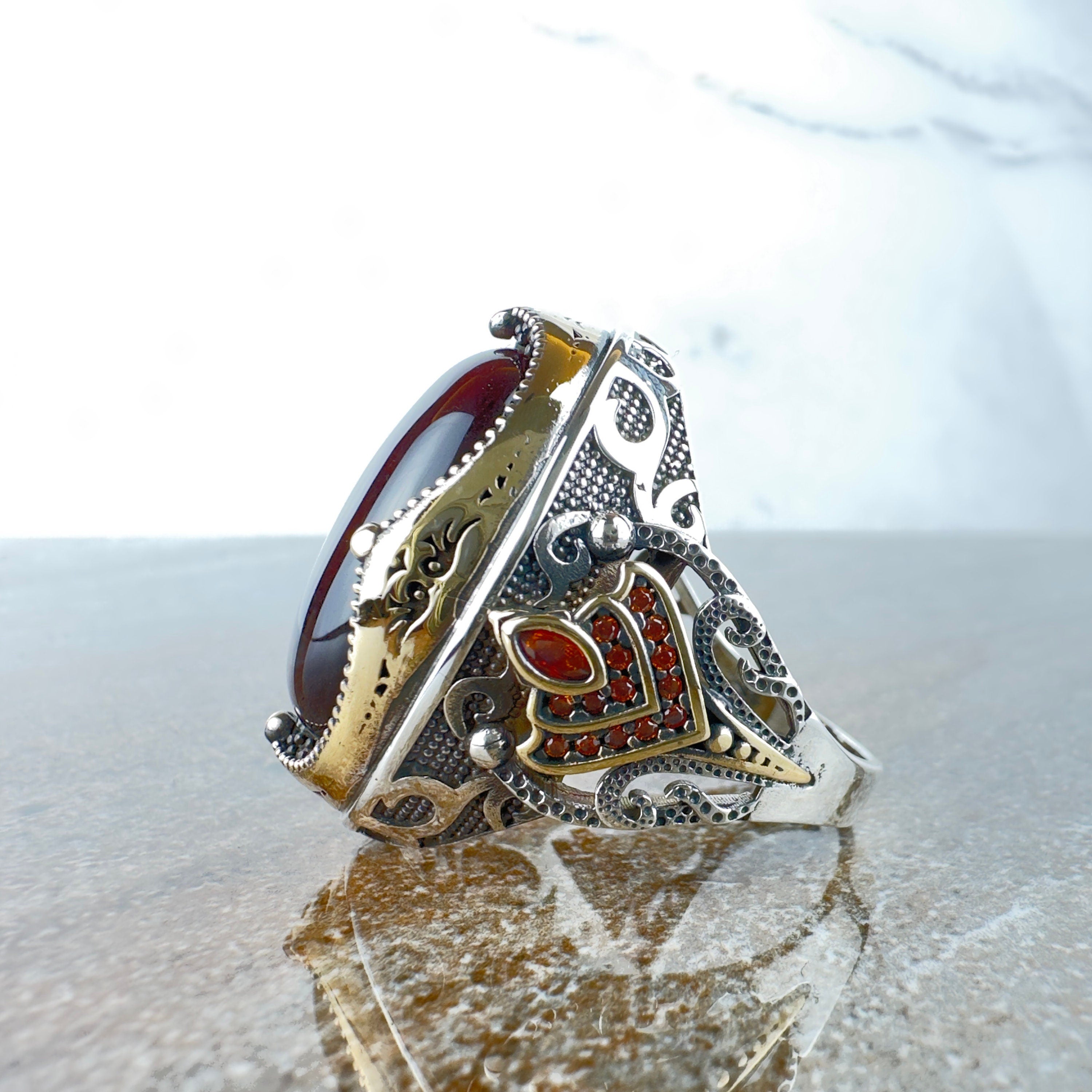 Tiger's Eye Silver Ring - Handmade Sterling Men's Jewelry