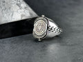 Sterling Silver Seal of Solomon Ring, Double Sided Zircon (Men's Size)