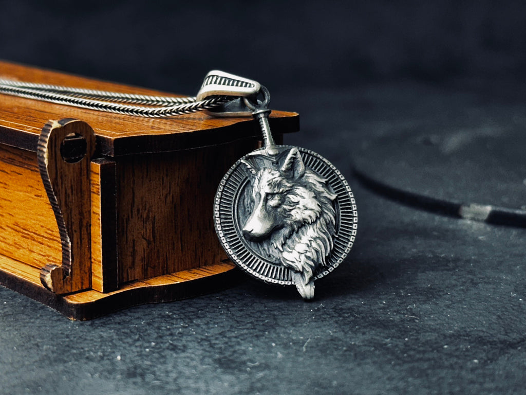 Silver Wolf Charm Necklace - Detailed Handmade Pendant