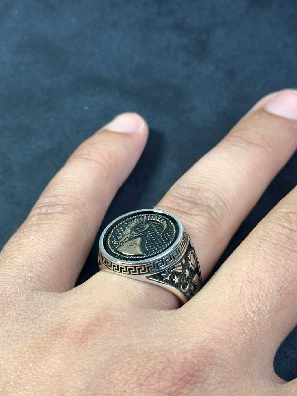 Capricorn Zodiac Ring: Sterling Silver Round Signet - Astrology Jewelry