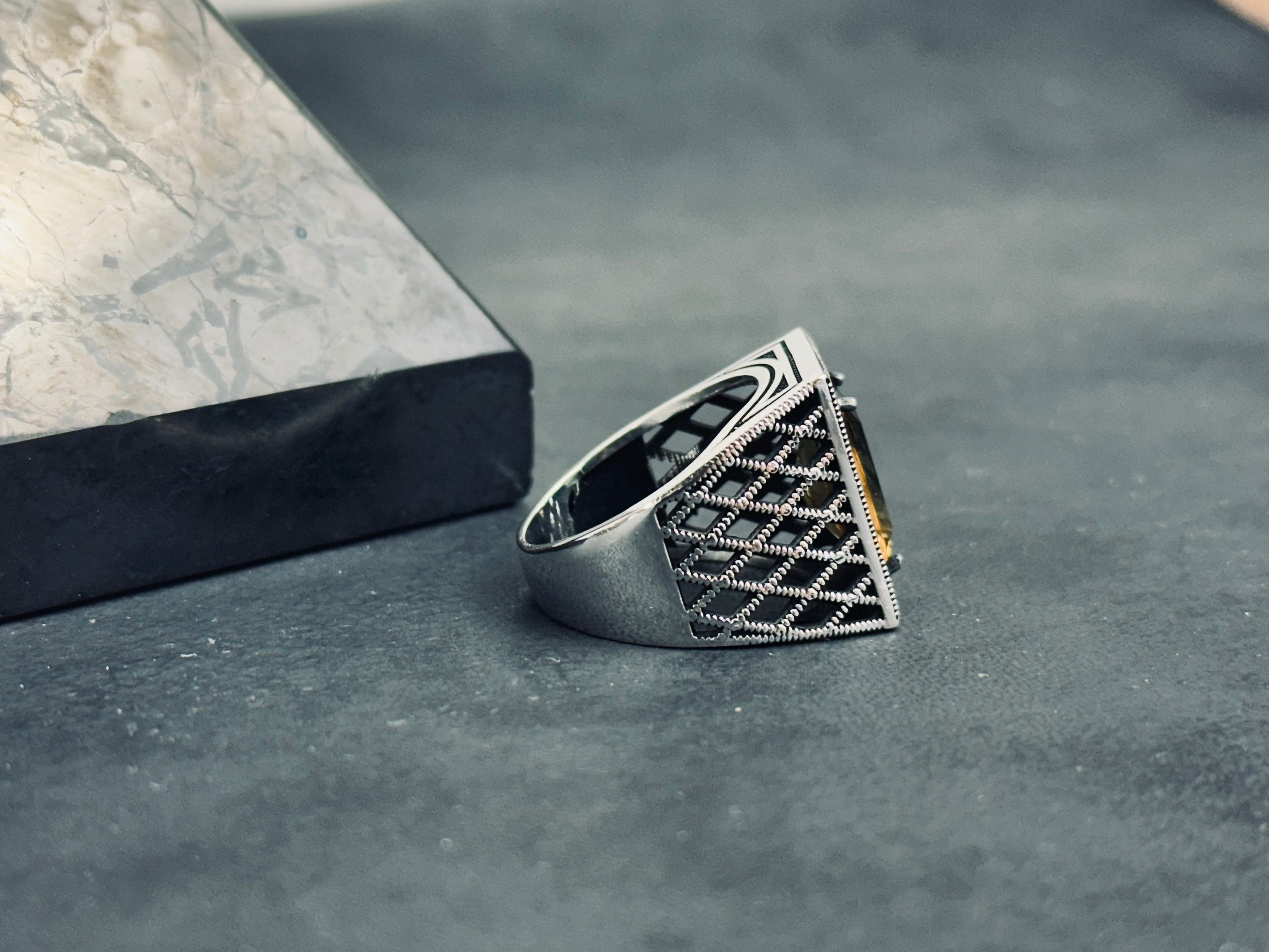 Diaspore Sultanit Ring, Sterling Silver, Rectangular Gemstone (Handmade)