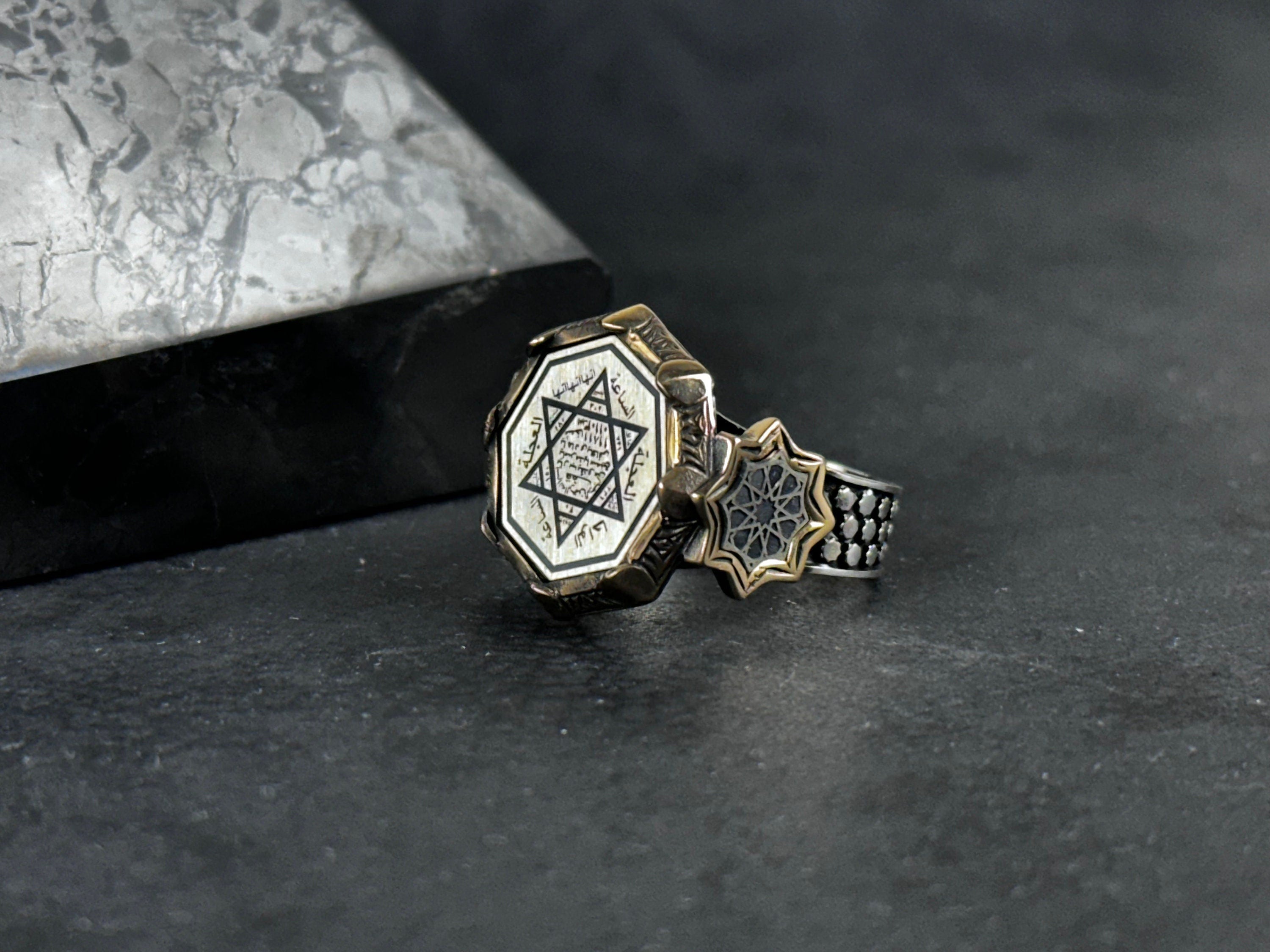 Solomon Seal Ring: Octagonal Sterling Silver - Handmade Design