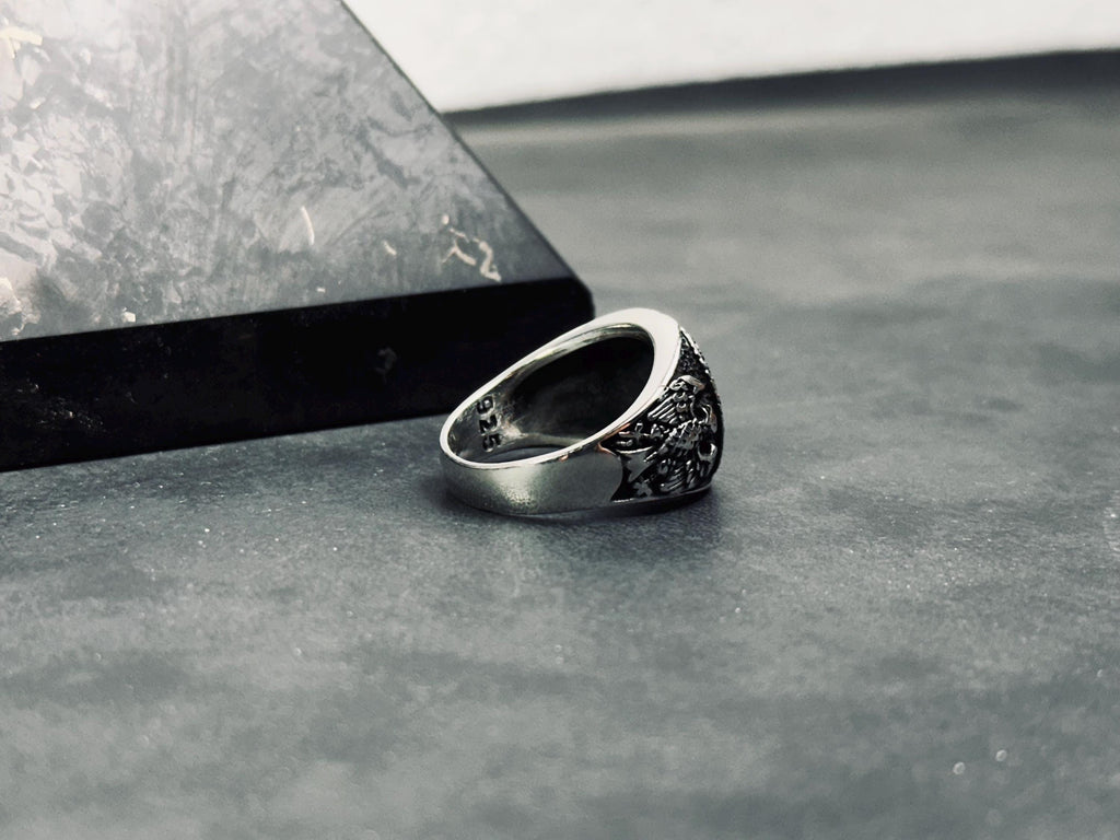 Raven Signet Ring: Sterling Silver Viking Jewelry (Handmade)