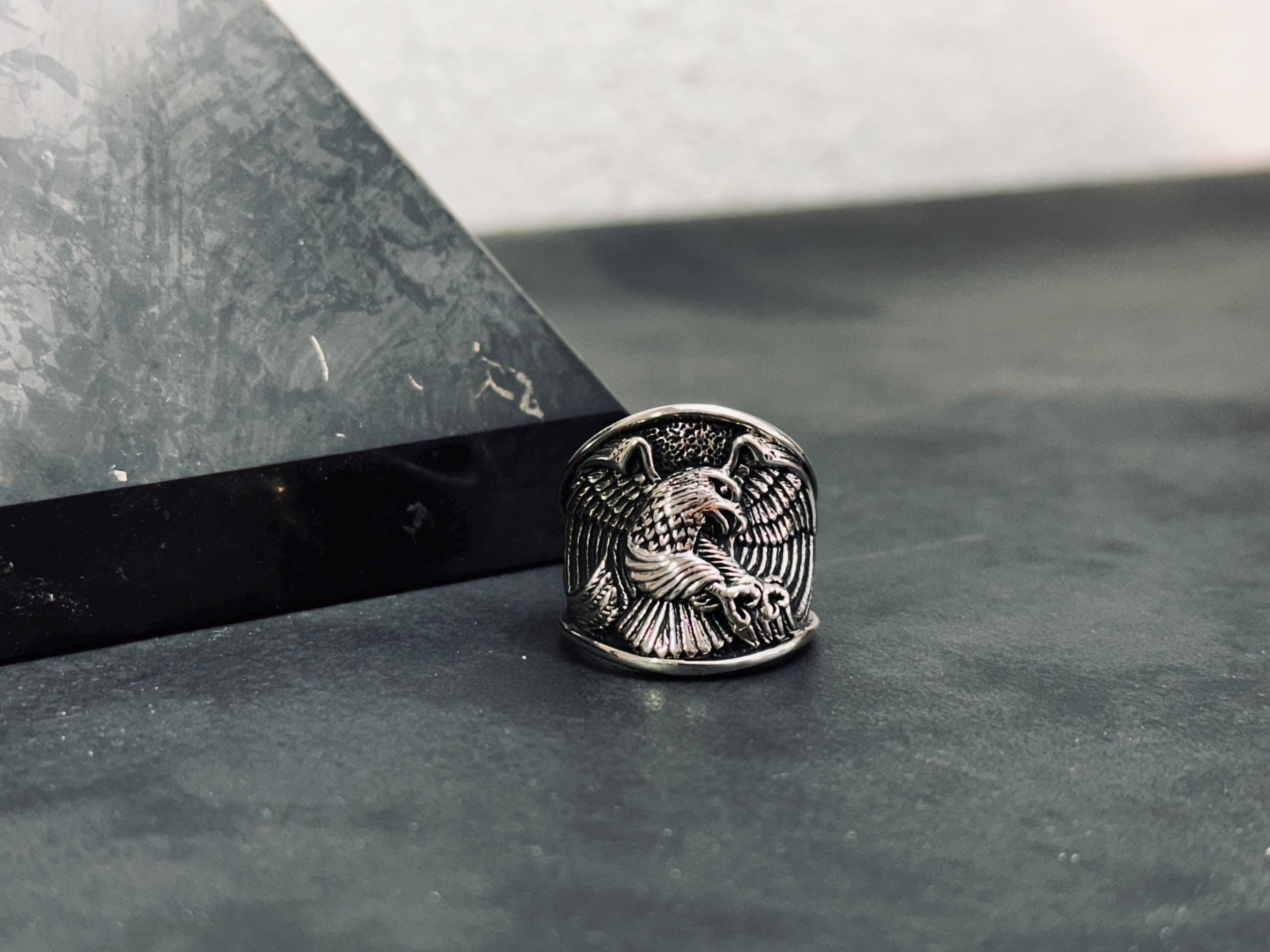 Boho Sterling Silver Eagle Thumb Ring (Adjustable Size)
