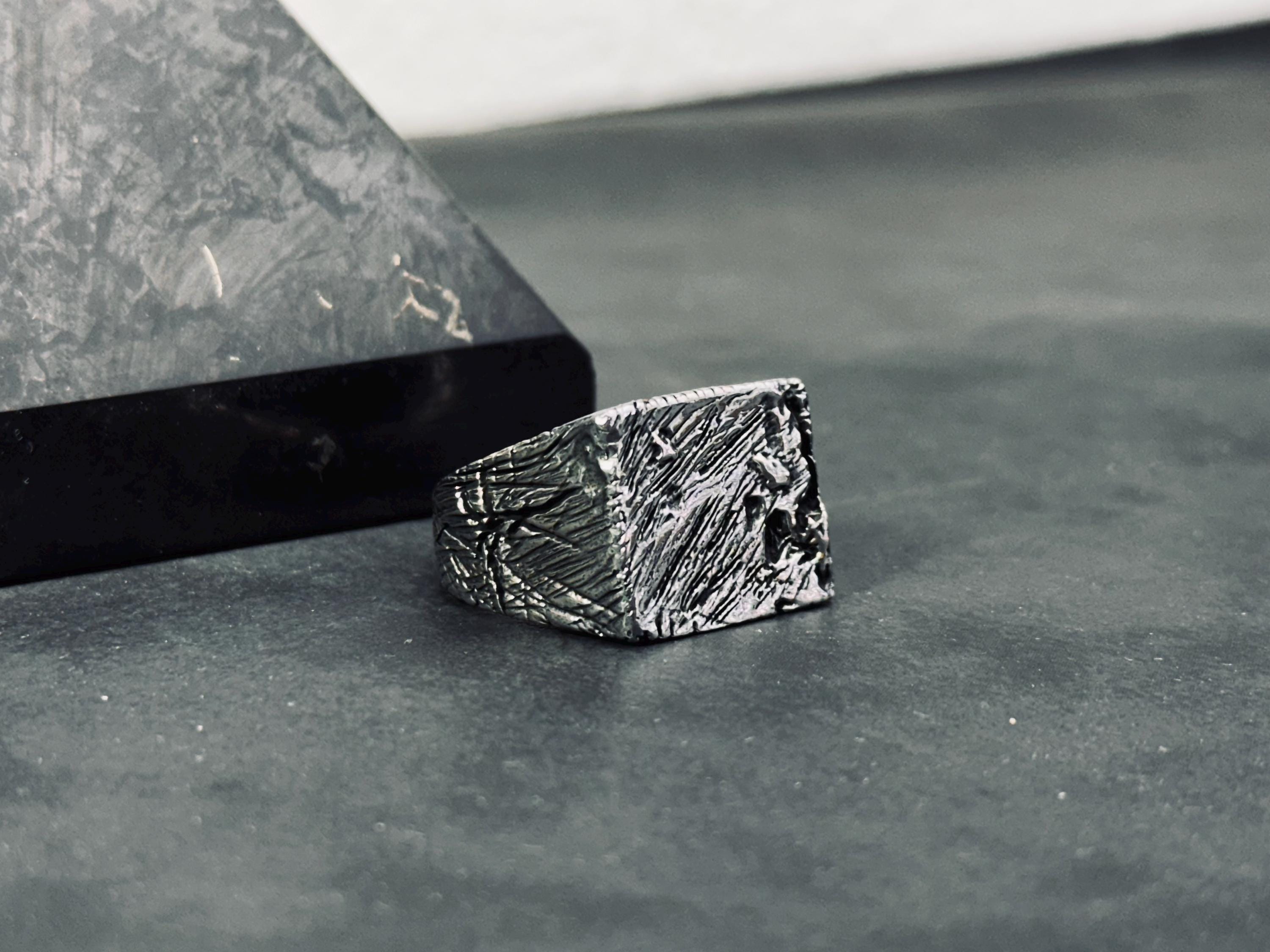 Bark Band Ring: Rustic Tree Texture (Sterling Silver)