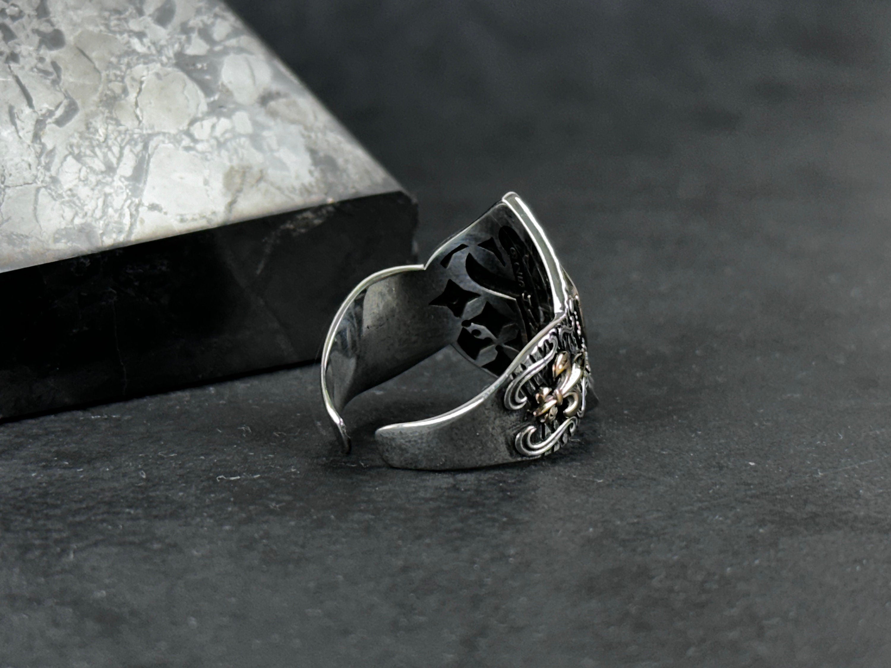 Sterling Silver Shield Ring - Handmade Minimalist Thumb Band