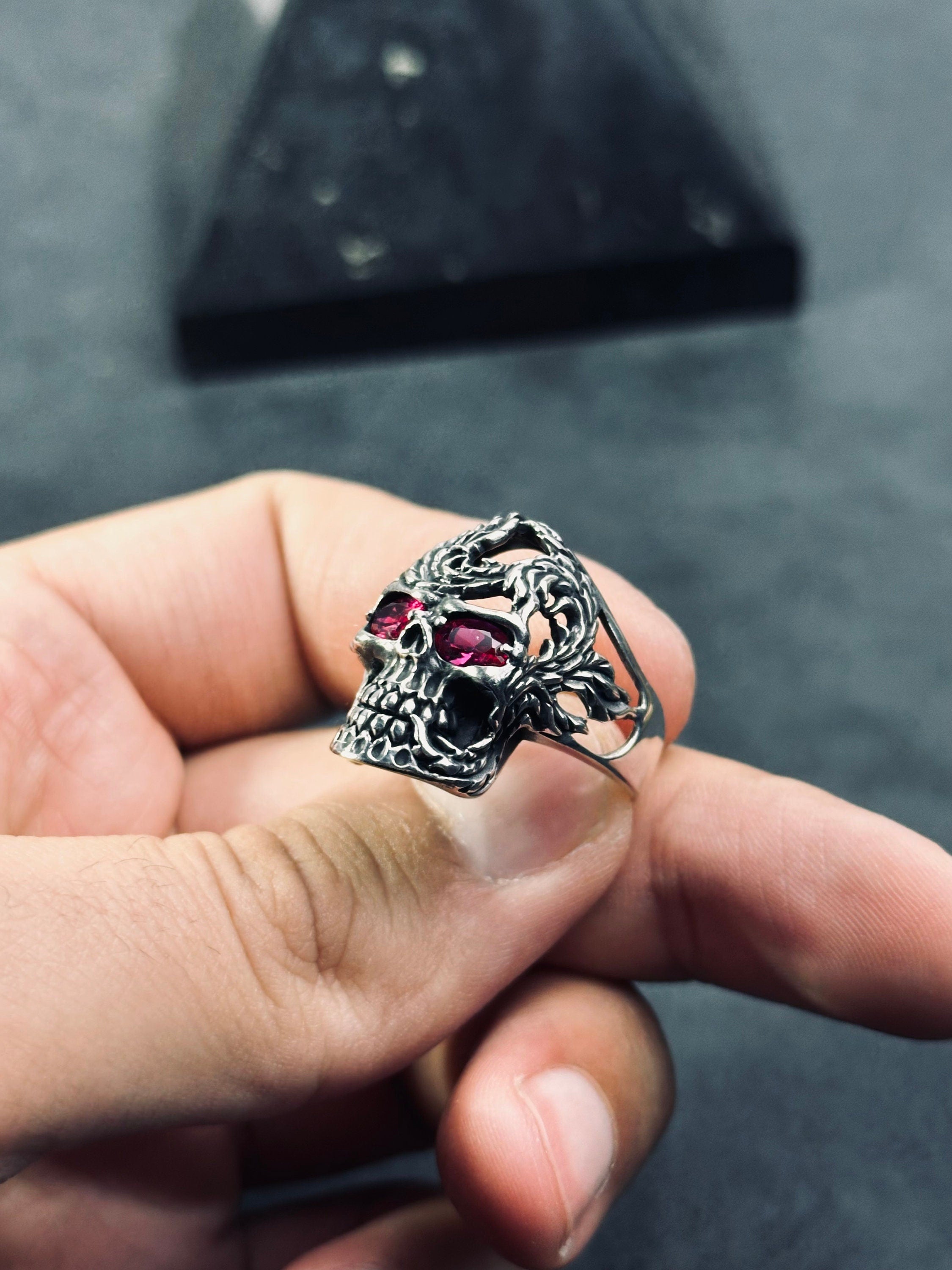 Skull Ring: Chunky Sterling Silver - Handmade Gothic Style