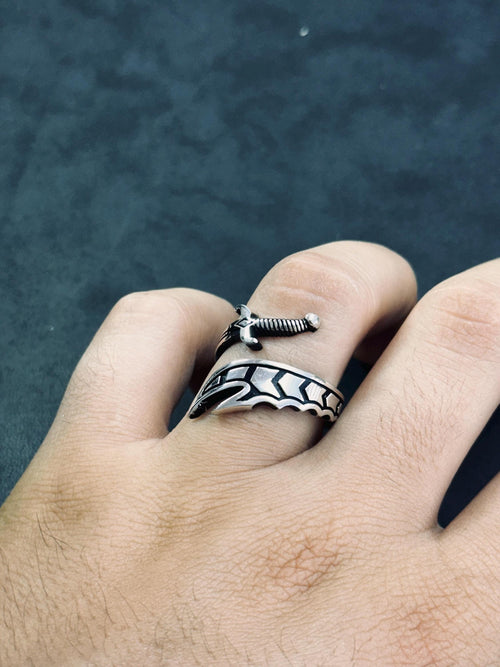 Adjustable Sword Ring: Zulfiqar Design - Sterling Silver, Handmade