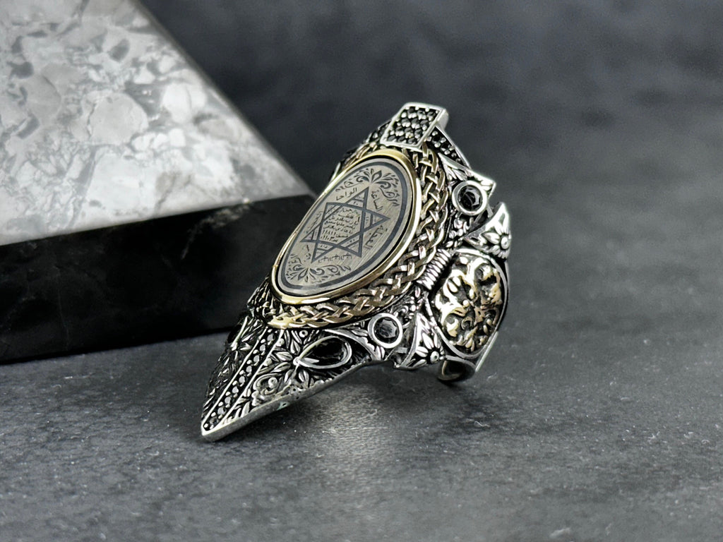 Sterling Silver Solomon's Seal Ring - Adjustable Zihgir Statement