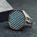 Octagon Turquoise Ring: Men's Geometric Style (Sterling Silver)