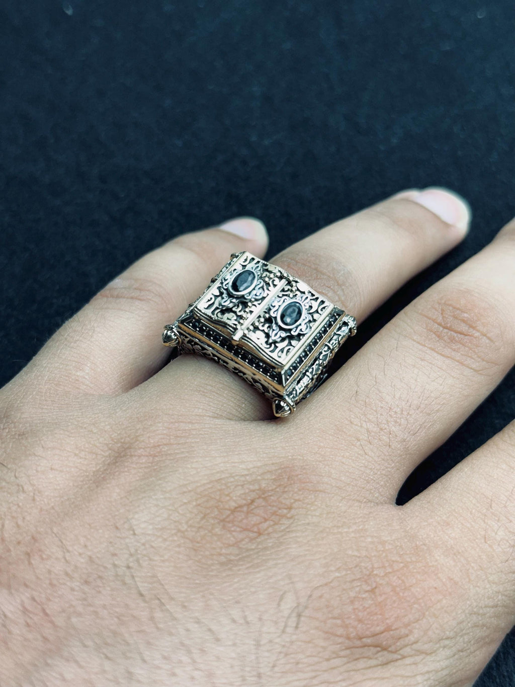 Book Design Ring: Handmade Sterling Silver Jewelry (Unisex)