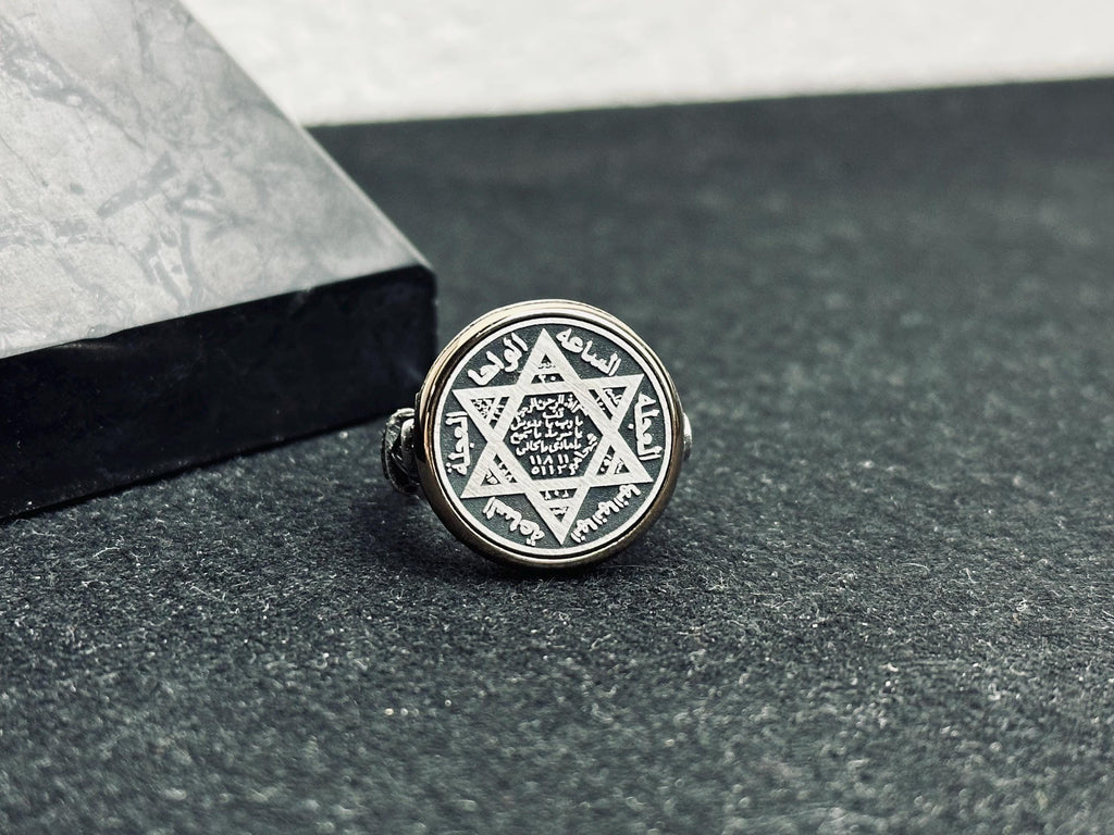 Sterling Silver Seal of Solomon Ring - Turkish Handmade Jewelry