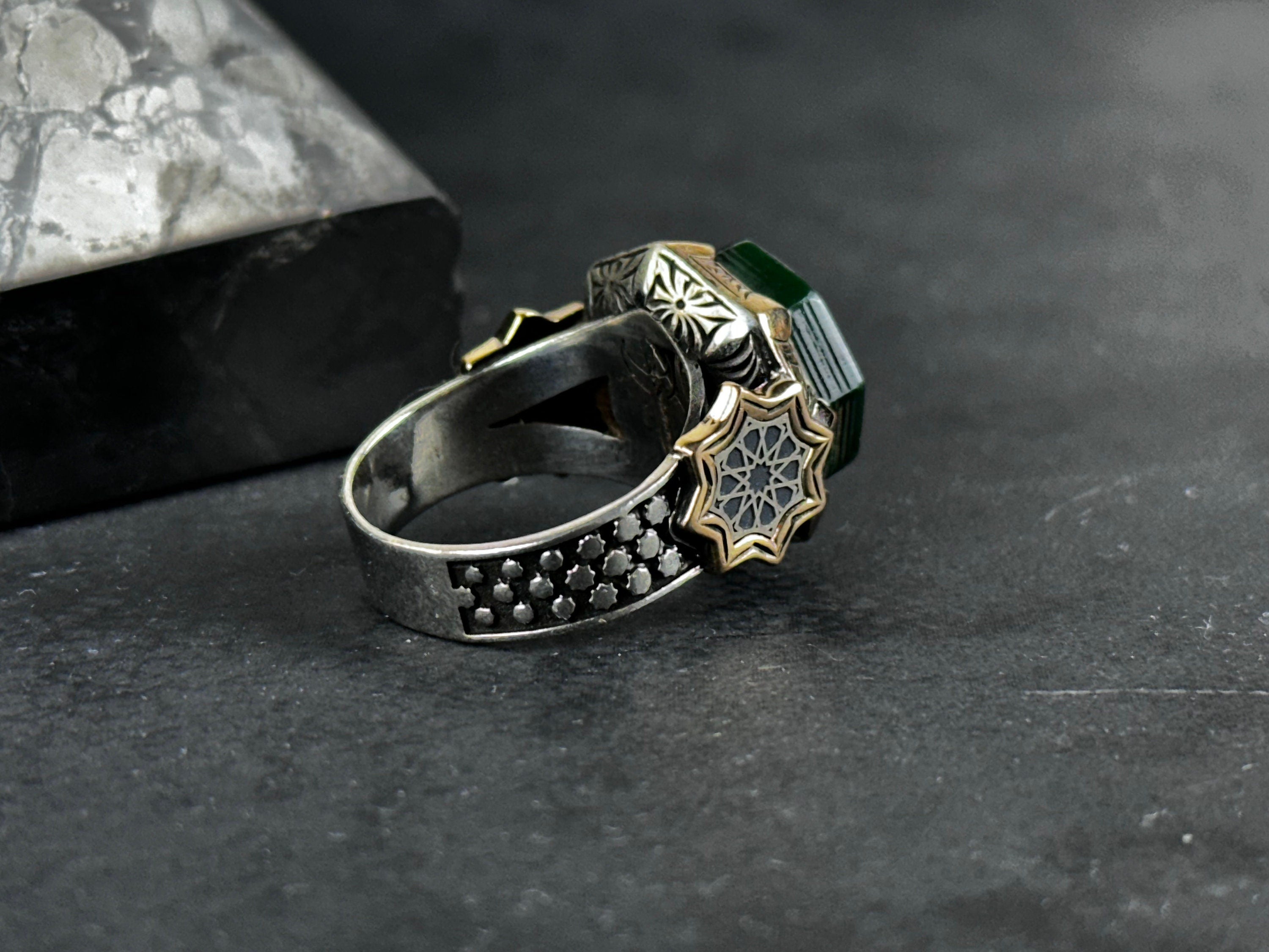 Seal of Solomon Ring: Spiritual Sterling Silver (Kehribar Gemstone)