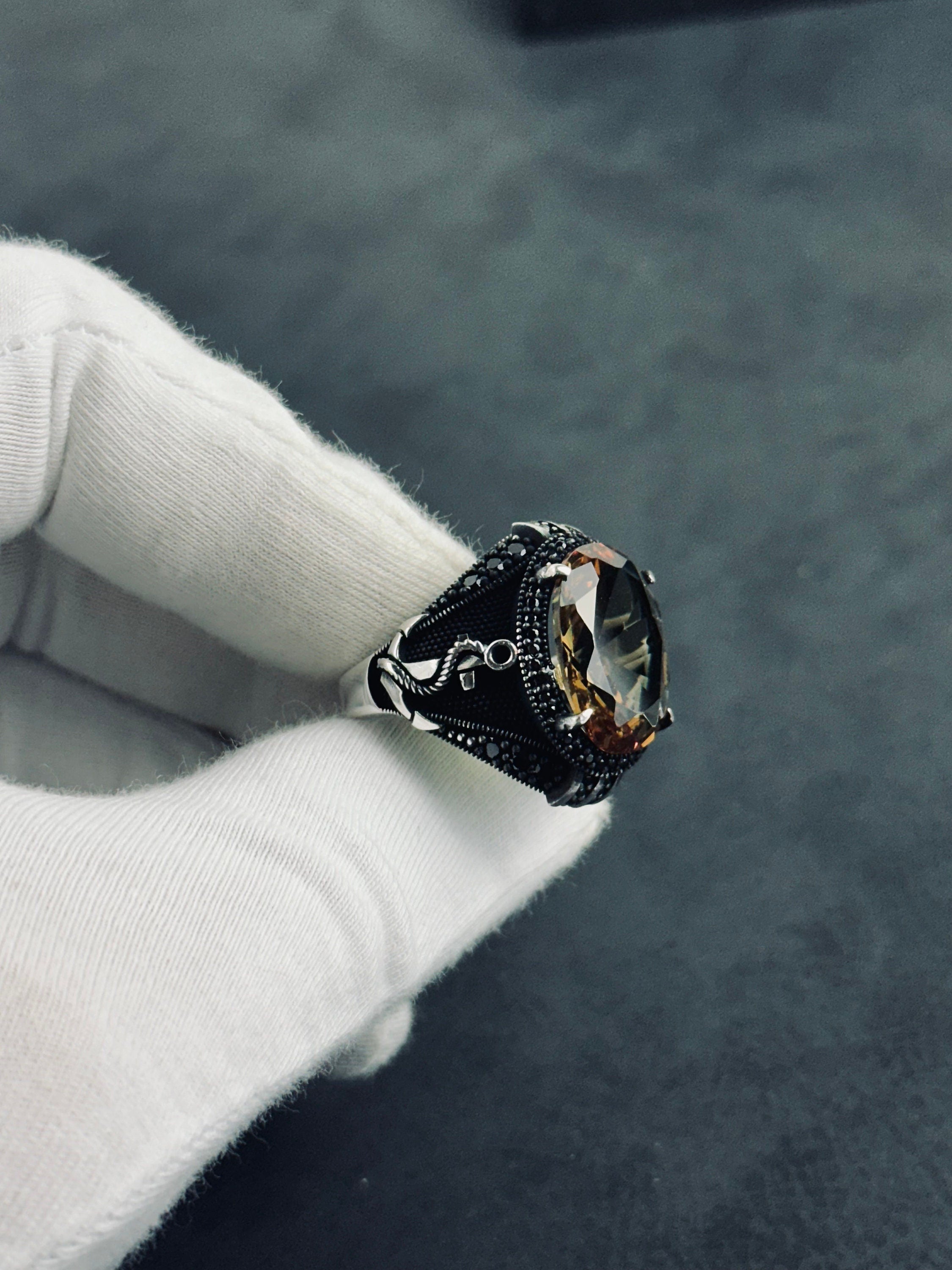 Color-Change Sultanit Ring - Sterling Silver with Anchor Detail