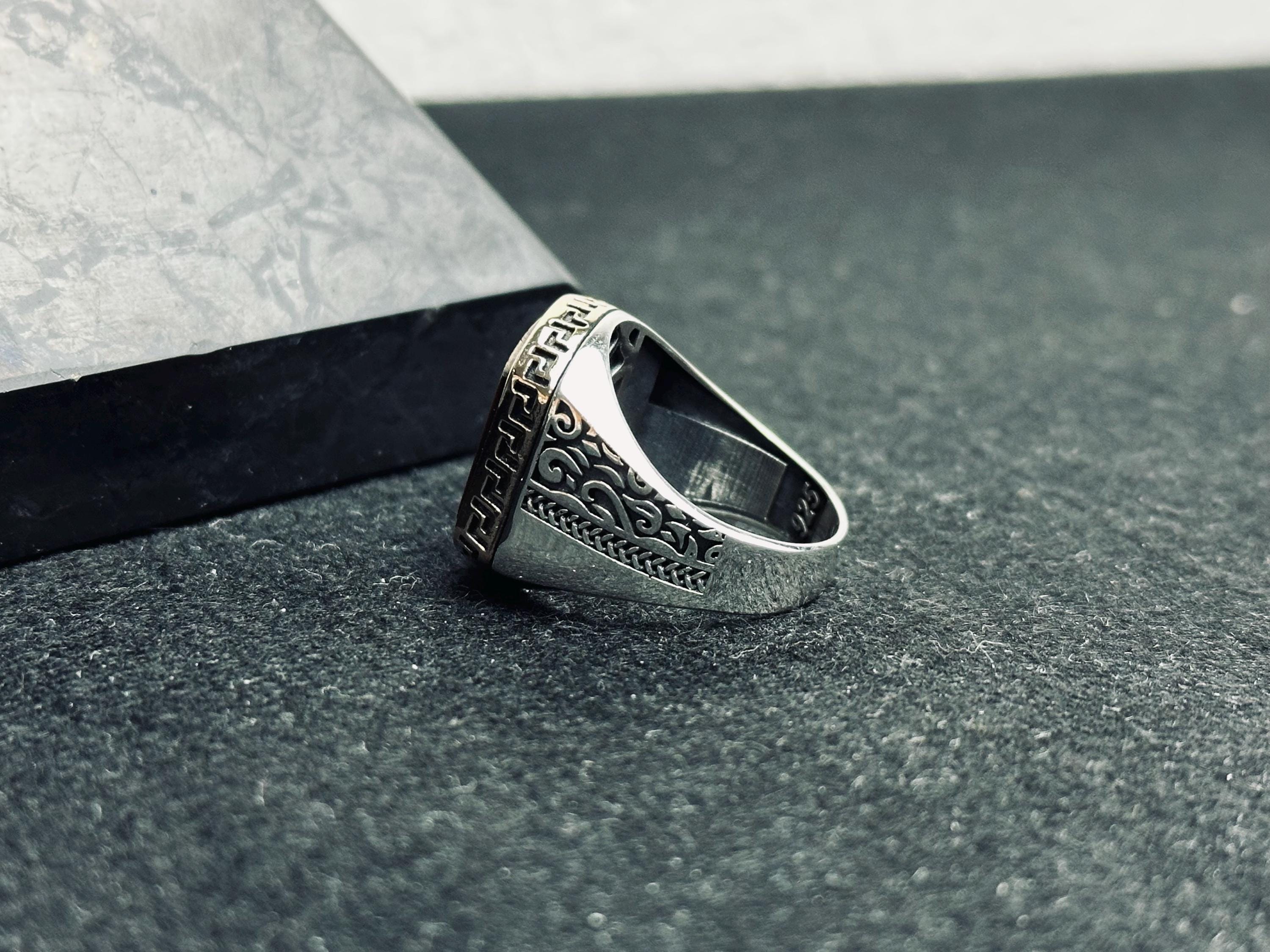 Men's Sterling Silver Ring: Turkish Tiger's Eye - Square Gemstone