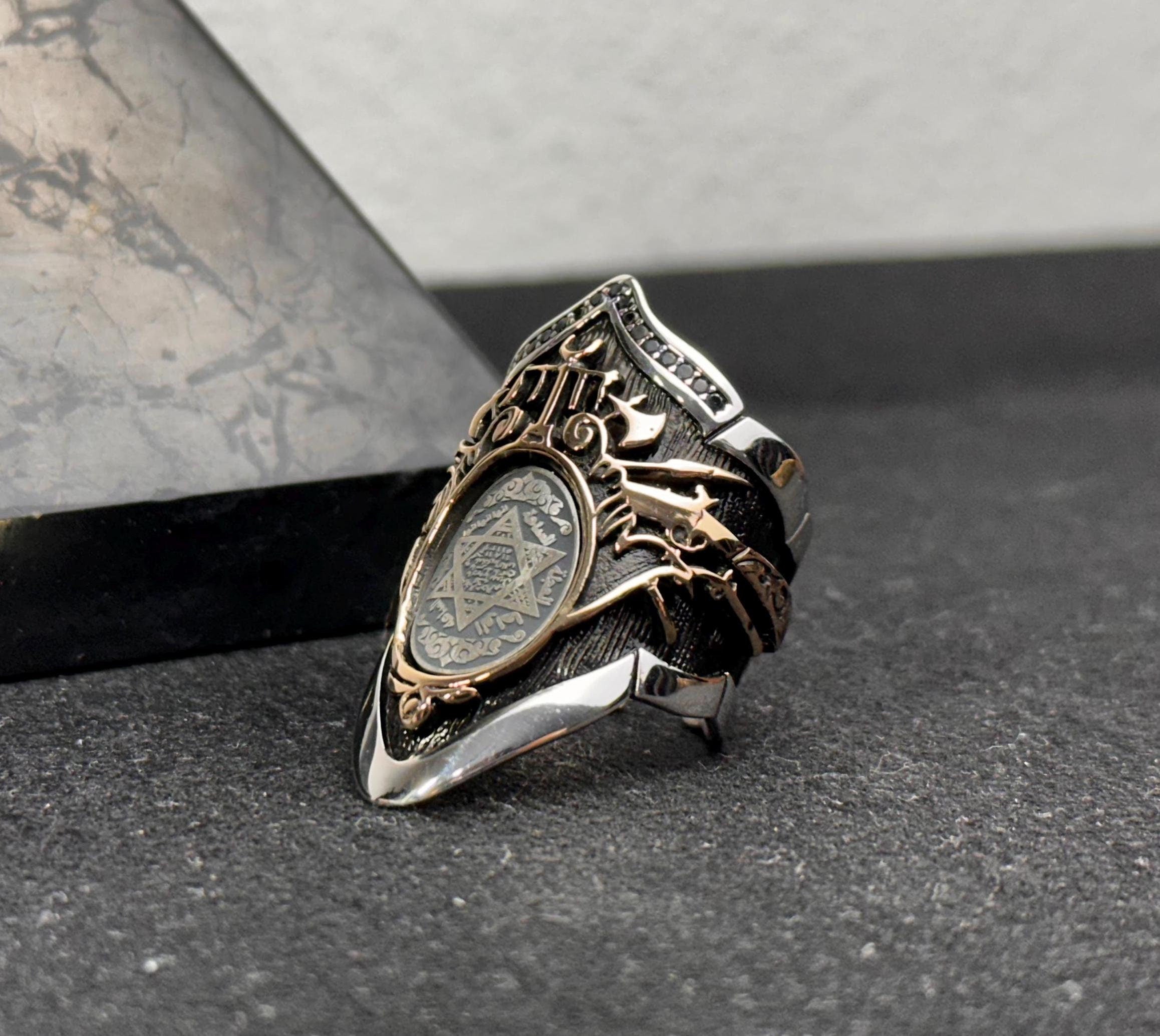 Seal of Solomon Ring: Handmade 925 Sterling Silver Thumb Band