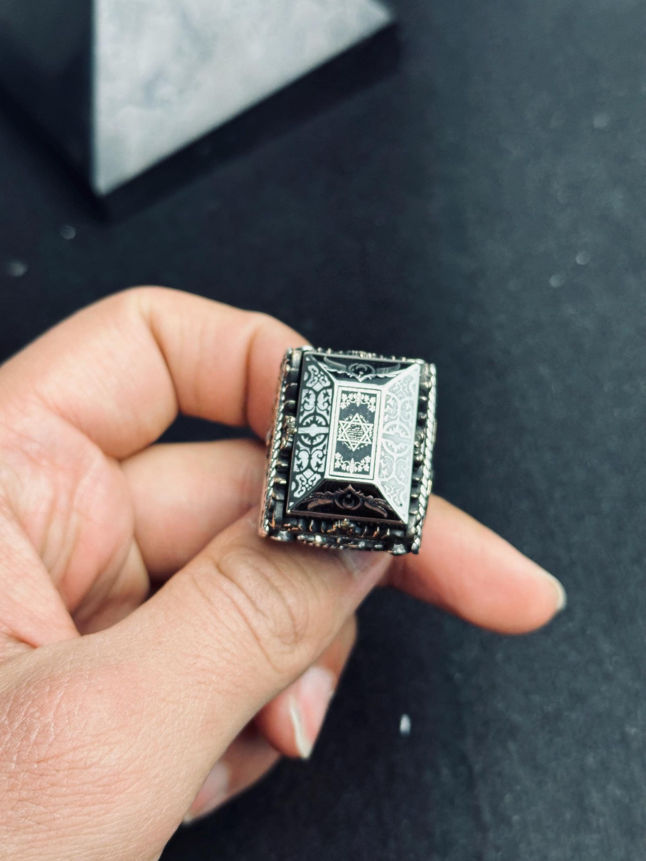 Seal of Solomon Ring, 925 Sterling Silver Square Signet Ring