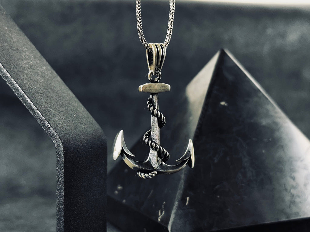 Anchor Pendant Necklace: Silver Nautical Jewelry (Chain Length Options)