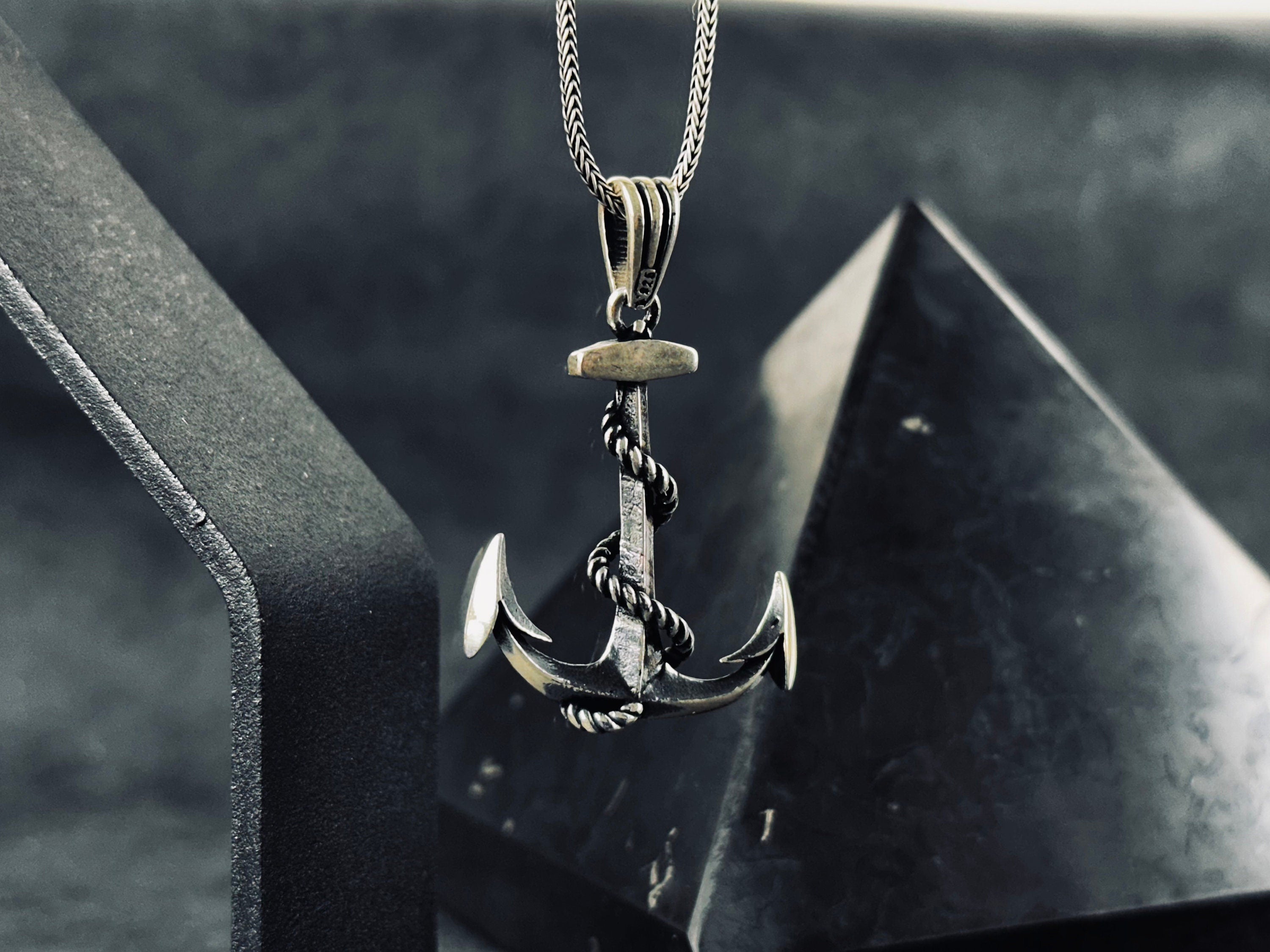 Anchor Pendant Necklace: Silver Nautical Jewelry (Chain Length Options)