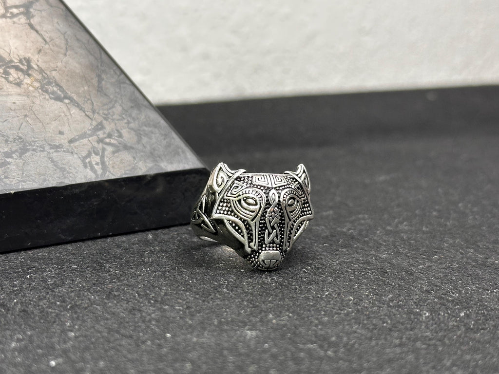 Viking Fenrir Ring: Nordic Wolf Jewelry (Sterling Silver, Handmade)