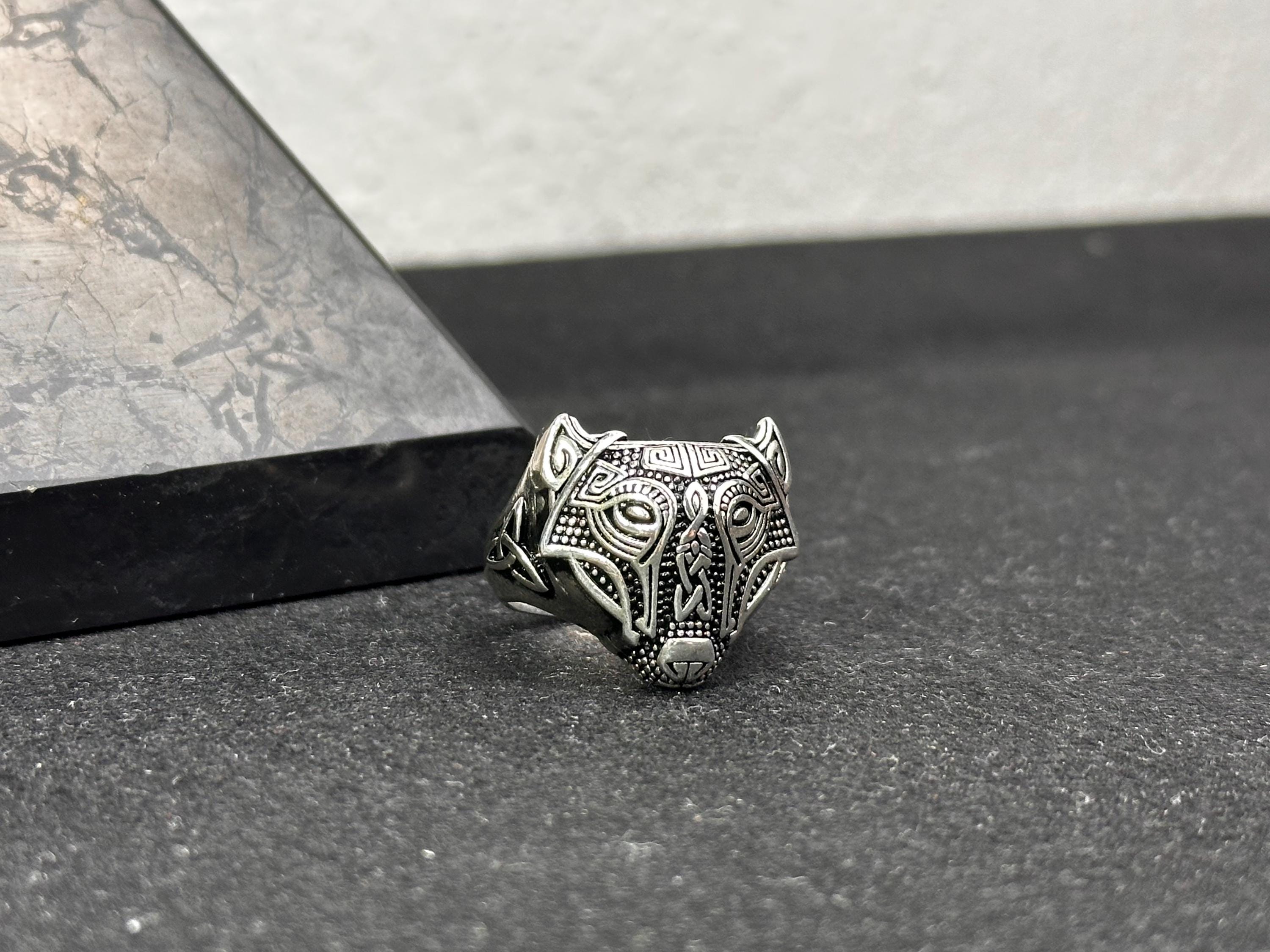 Viking Fenrir Ring: Nordic Wolf Jewelry (Sterling Silver, Handmade)