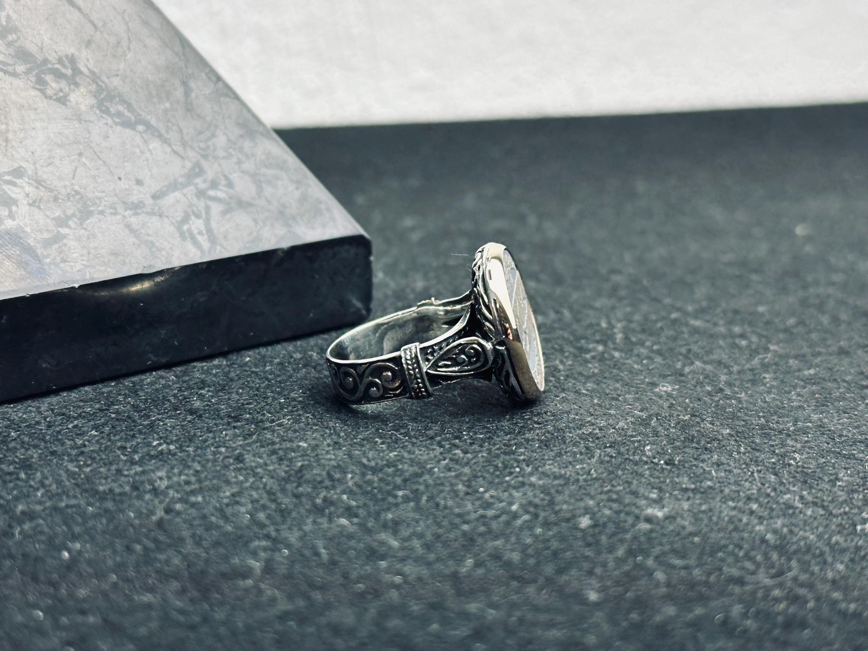 Islamic Prayer Ring, Sterling Silver, Arabic Calligraphy (Surah Engraved)