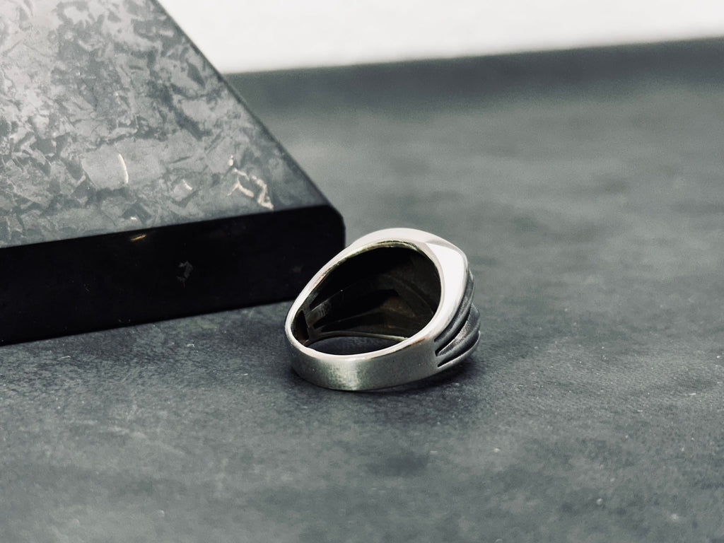 Sterling Silver Ring: Tree Bark Design - Handmade Men's Band
