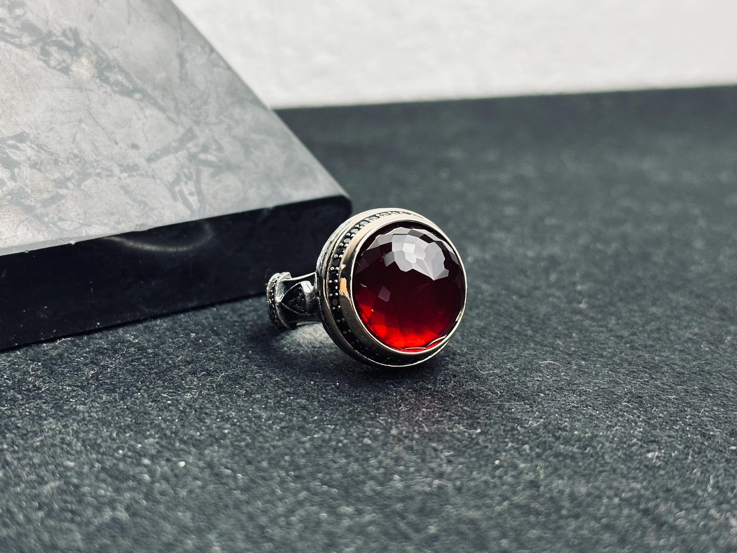 Sterling Silver Ruby Ring: Handmade Minimalist Design - Unisex