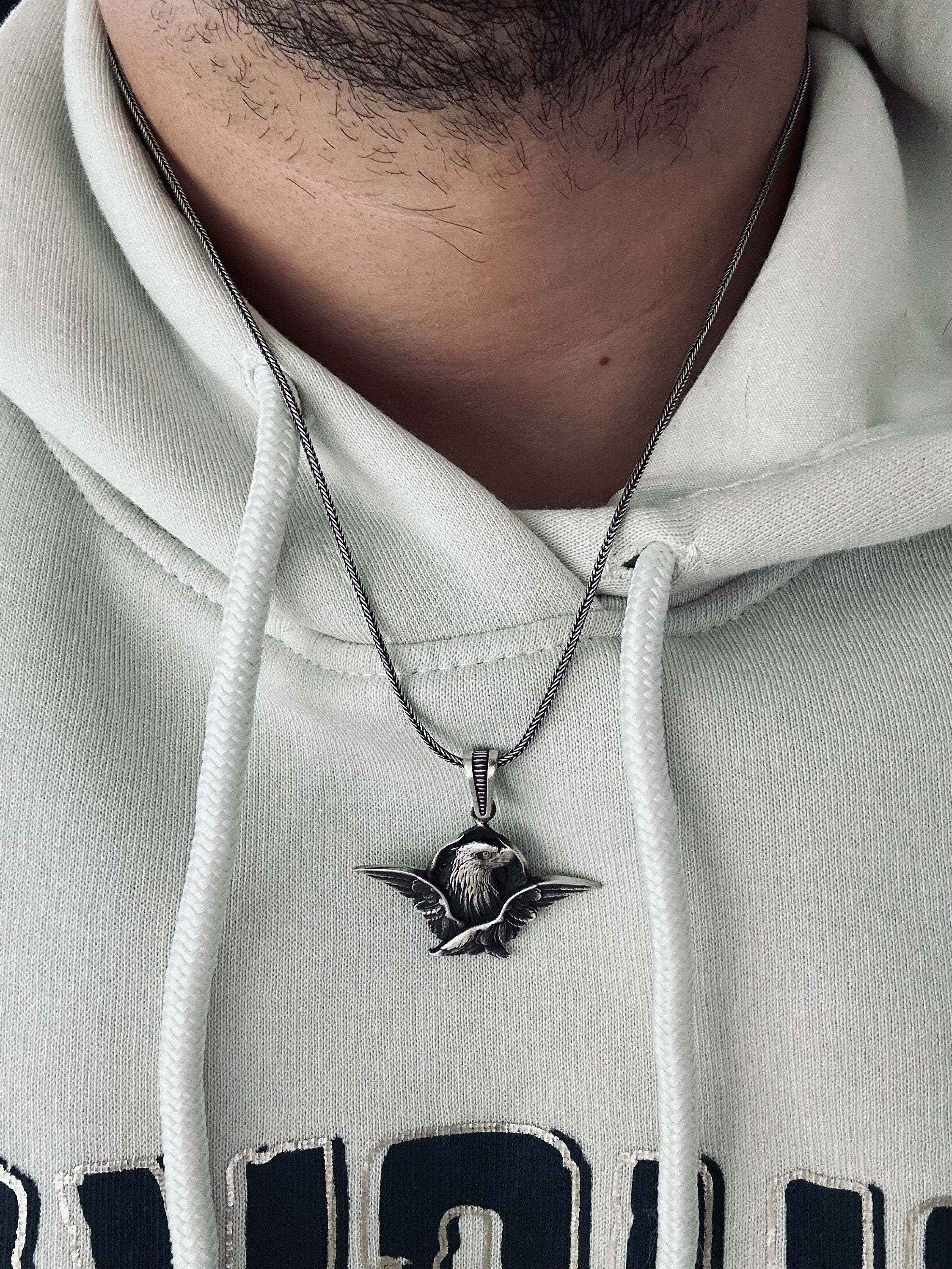 Eagle Silver Necklace: Artisan Crafted Statement Pendant