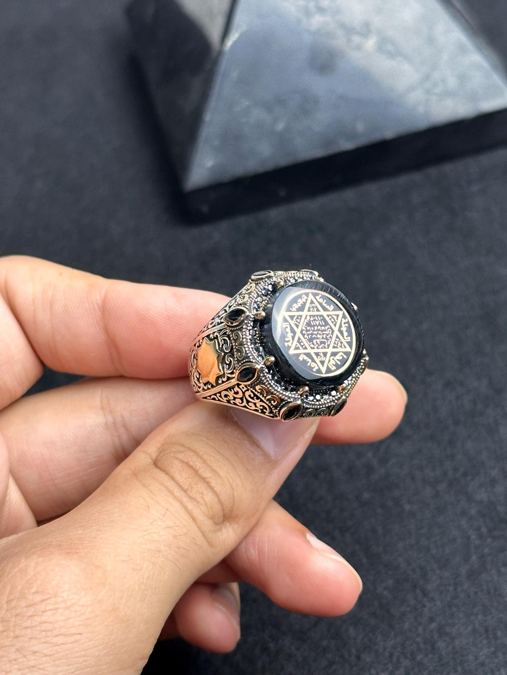 Sterling Silver Seal of Solomon Ring: Handmade Ottoman Design