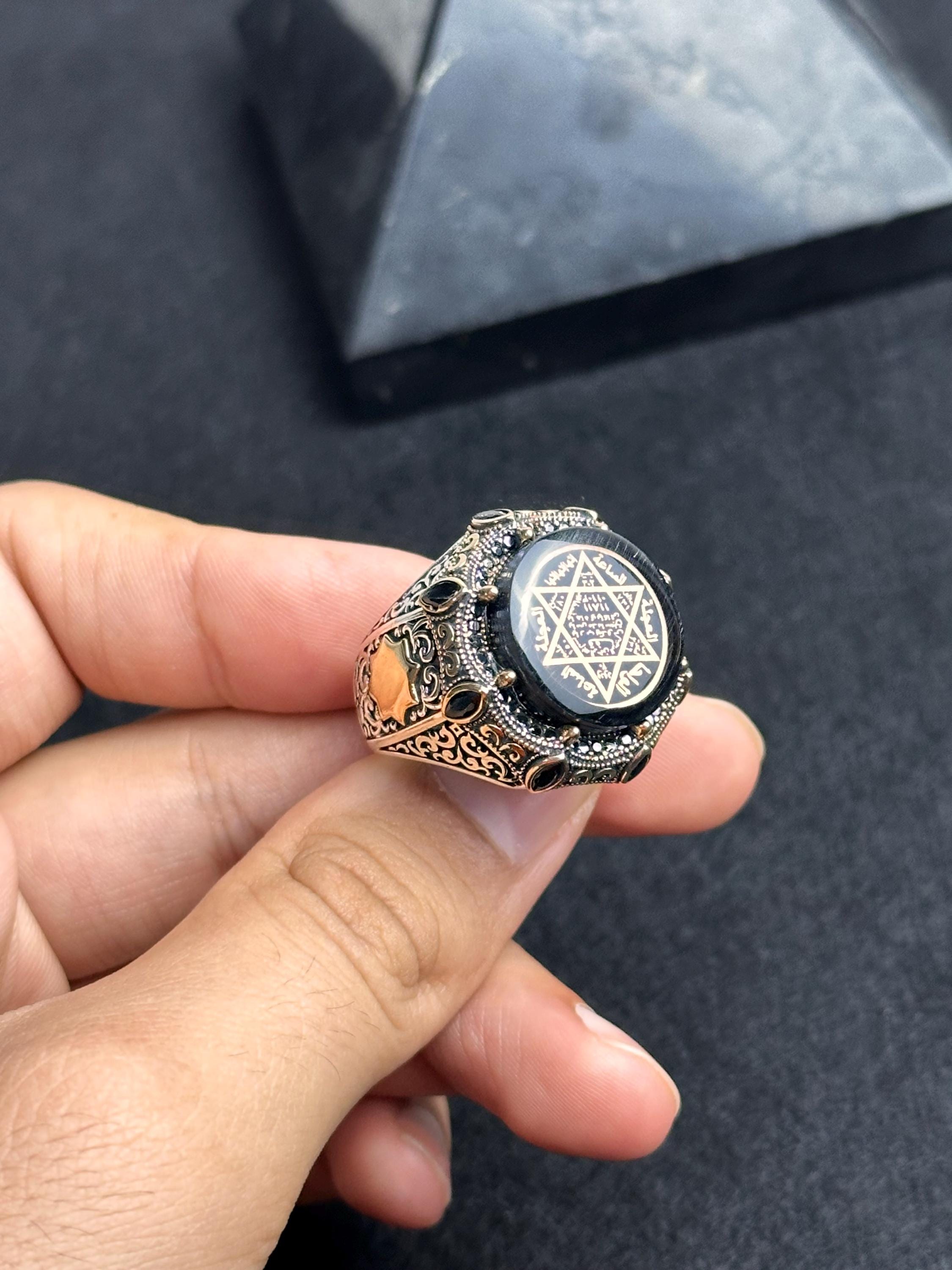 Sterling Silver Seal of Solomon Ring: Handmade Ottoman Design