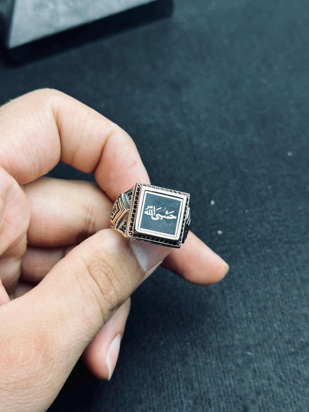 Arabic Ayat Ring: Minimal Turkish Jewelry (Square Sterling Silver)