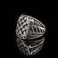 Sterling Silver Ring: Wicker Engraved Design - Handmade Men's Band