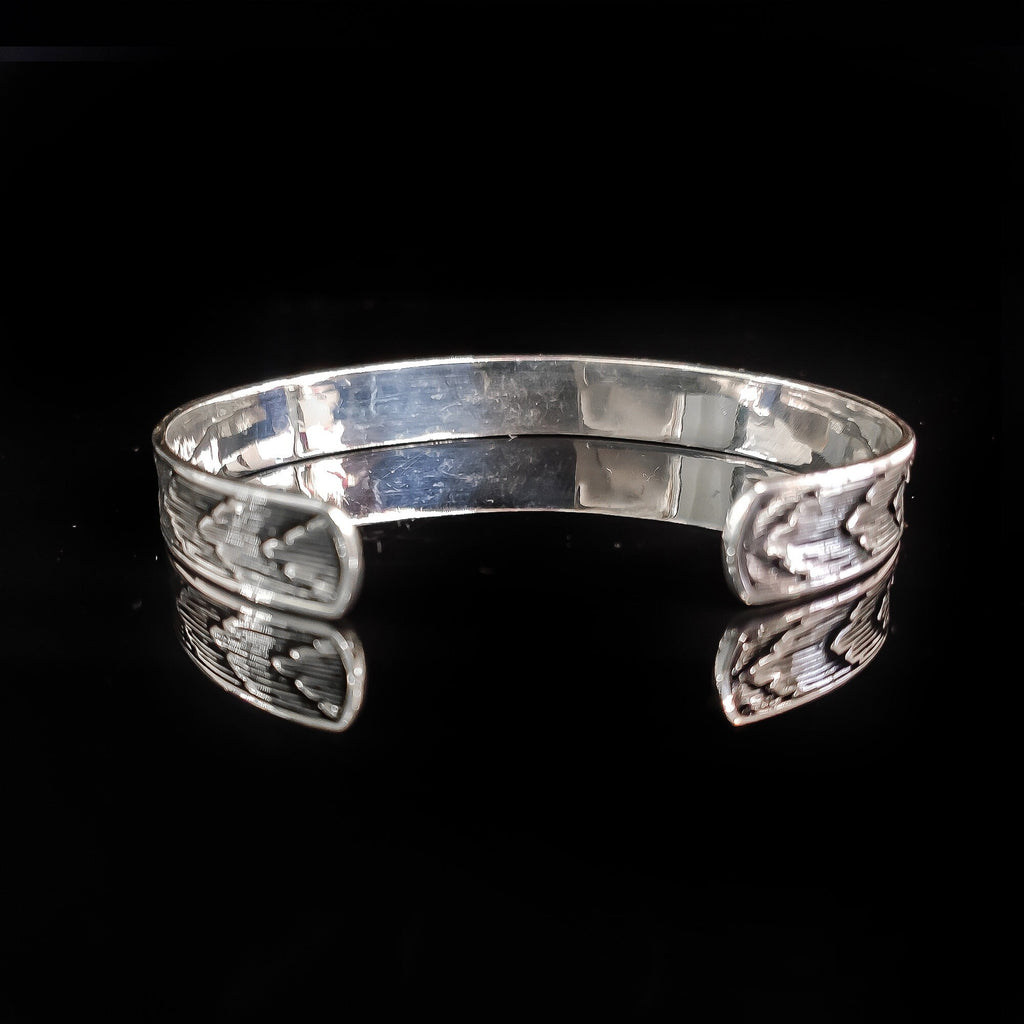 Sterling Silver Cuff Bracelet Engraved (Adjustable, Unisex)
