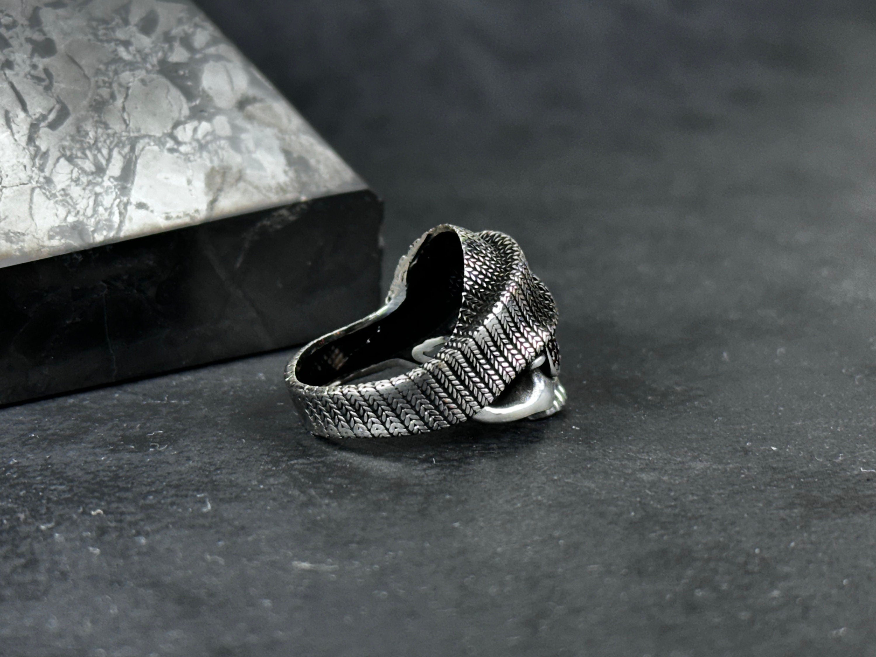 Skull Ring: Gothic Biker Style with Sunglasses (Sterling Silver)