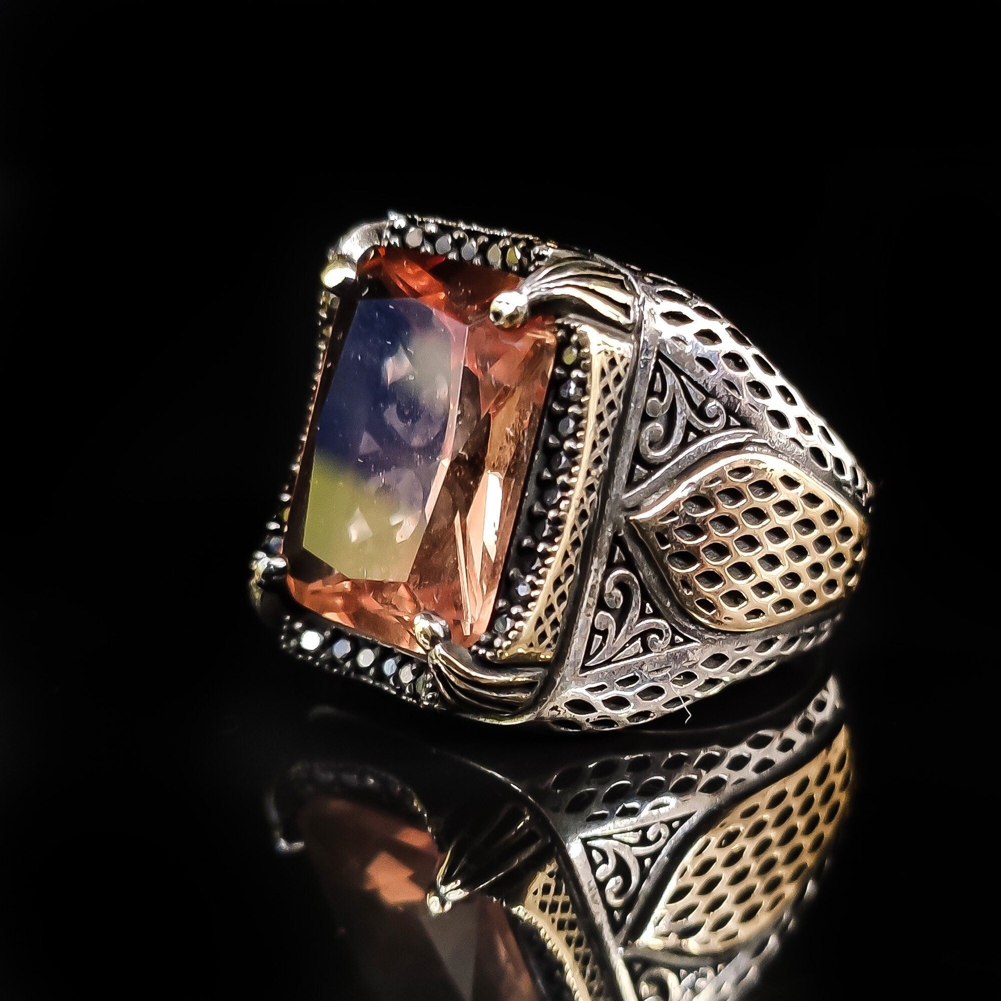 Sultanit Gemstone Ring: Sterling Silver Ottoman Design