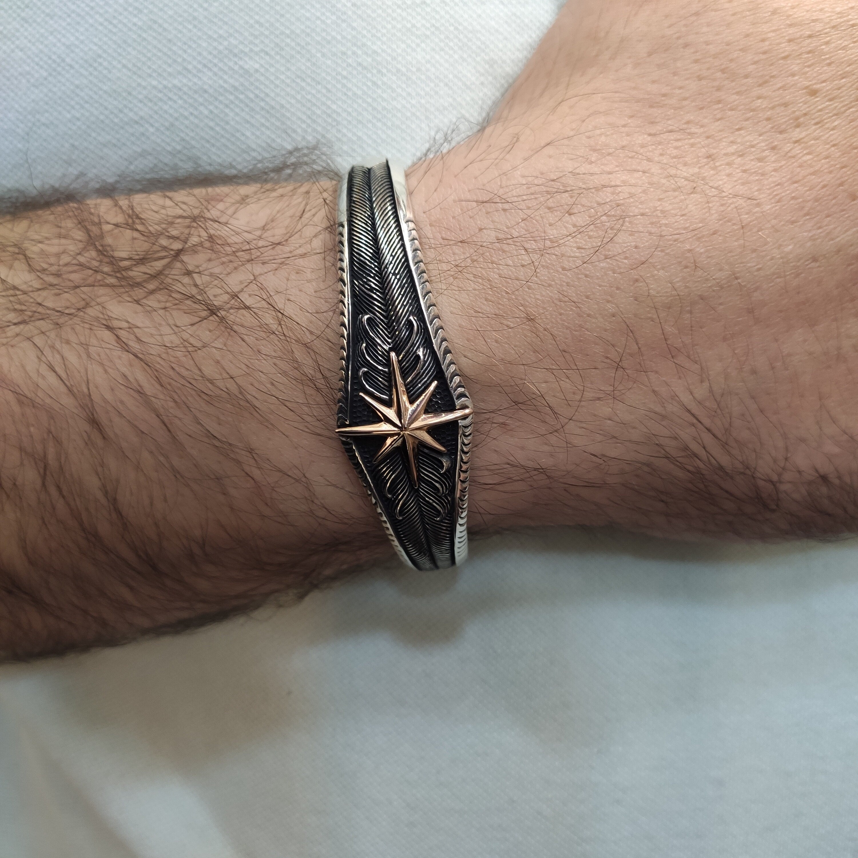 Compass Bracelet: Sterling Silver Handmade - Men's Jewelry