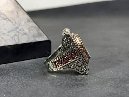 Elif Vav Ring: Sterling Silver Arabic Calligraphy, Oversized