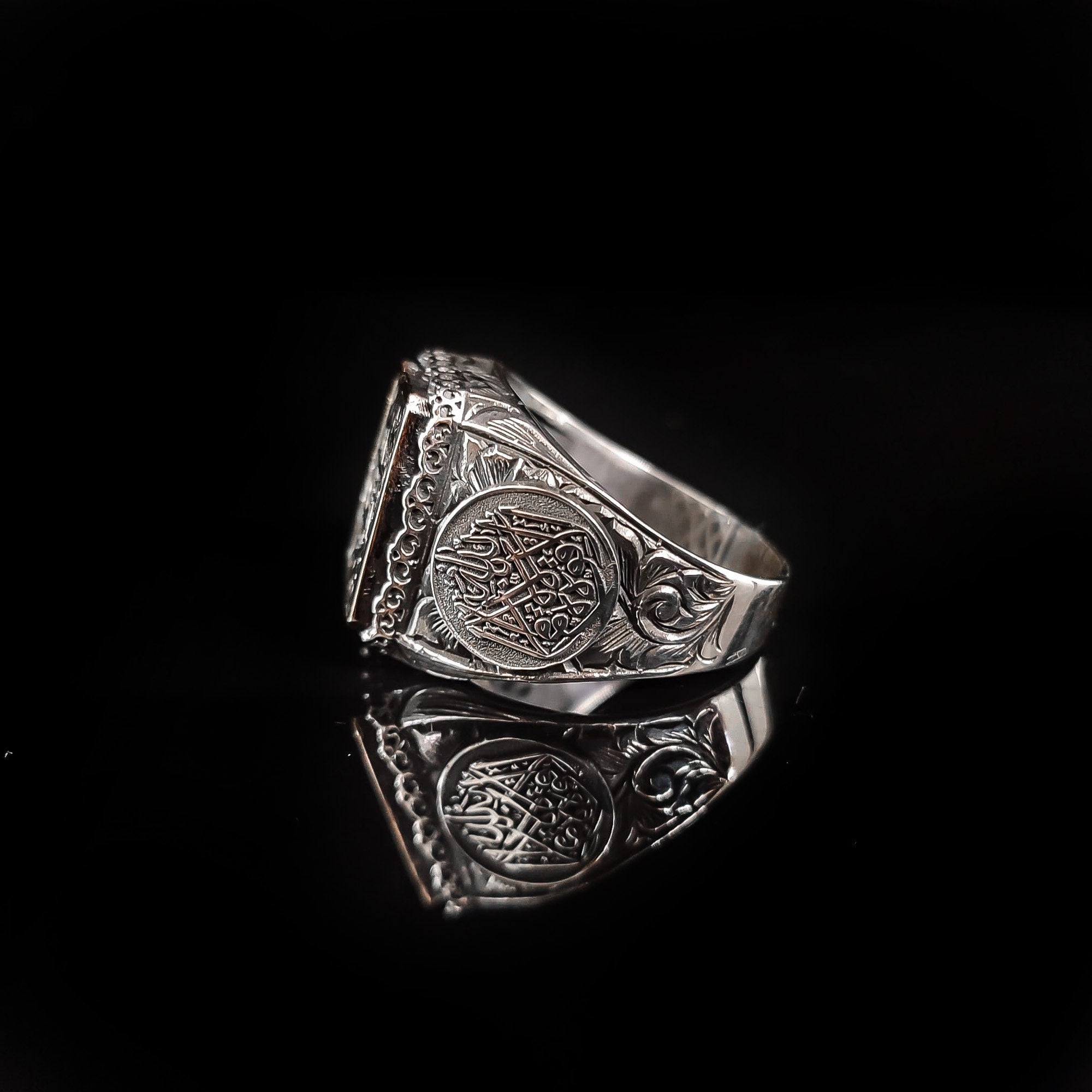 Islamic Sterling Silver Ring, Seal of Solomon Design (Men's Size)