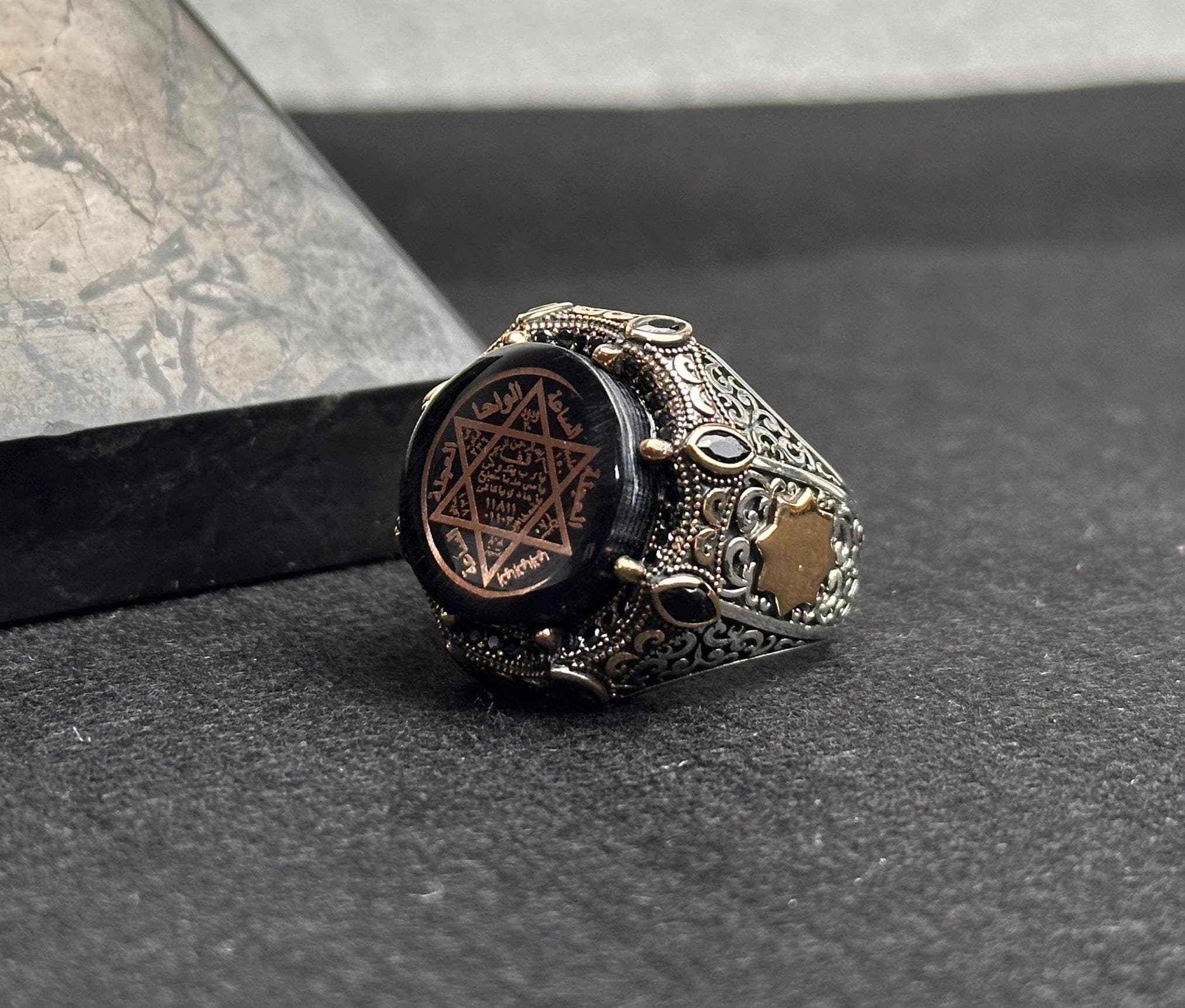 Sterling Silver Seal of Solomon Ring: Handmade Ottoman Design